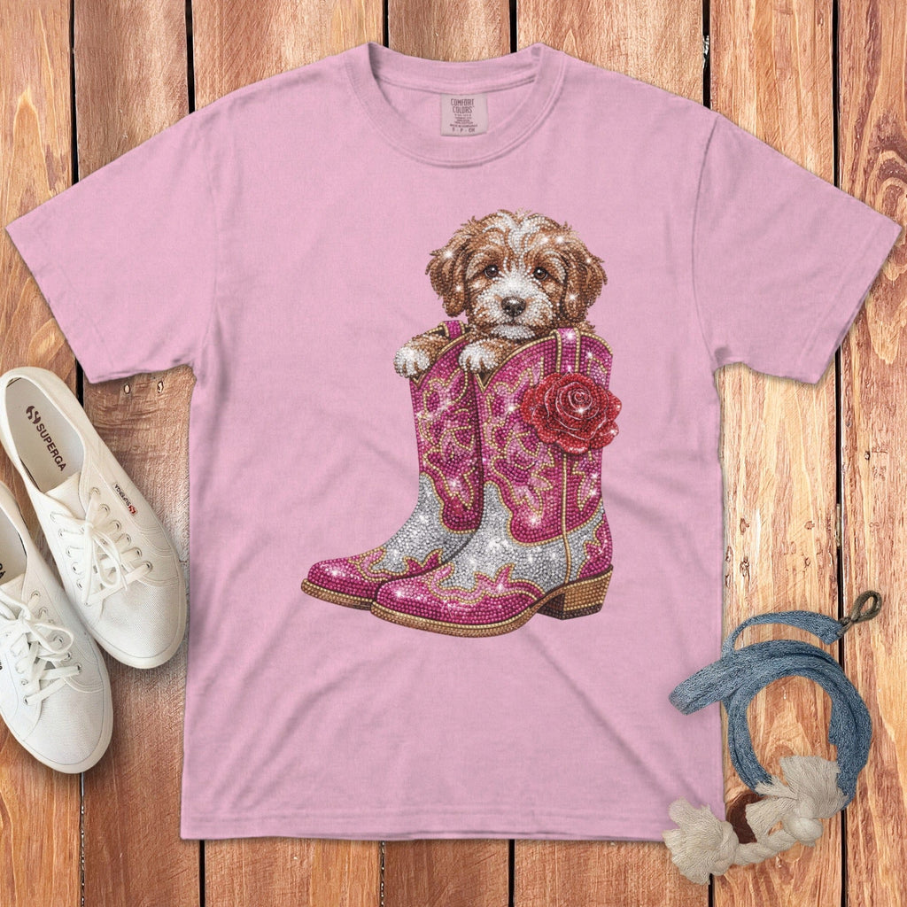 Western Cavapoo Signature T-Shirt in Blossom / S by Puppy Jo