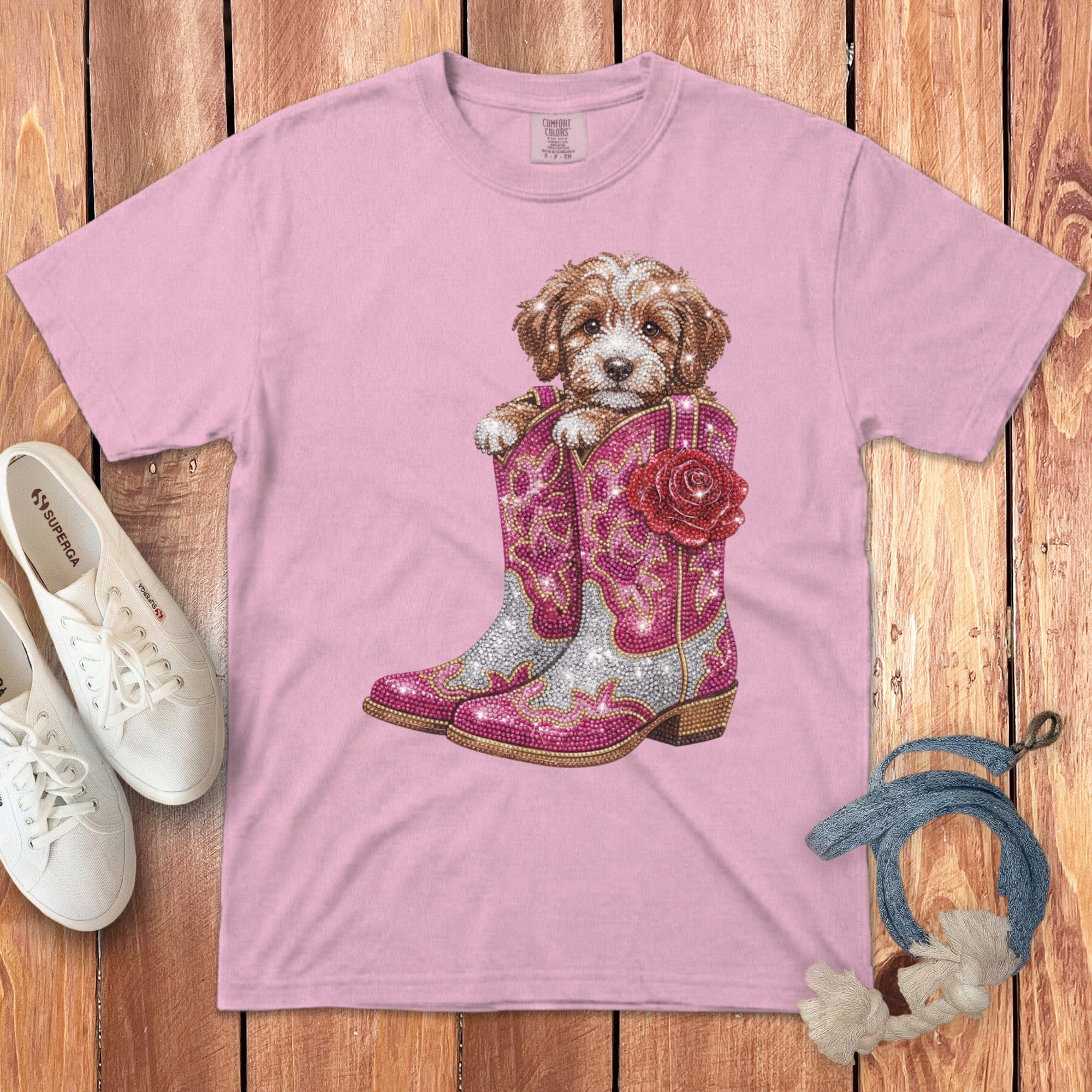 Western Cavapoo Signature T-Shirt in Blossom / S by Puppy Jo