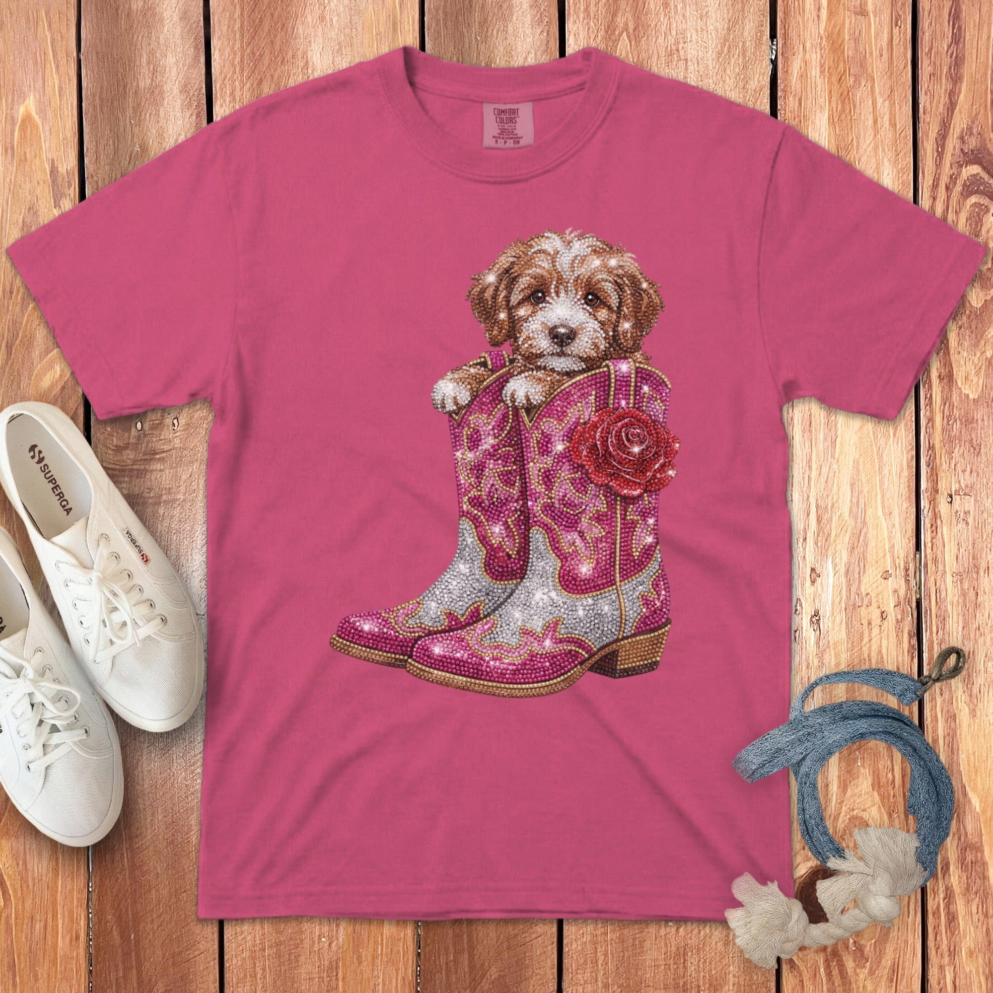 Western Cavapoo Signature T-Shirt in Crunchberry / S by Puppy Jo