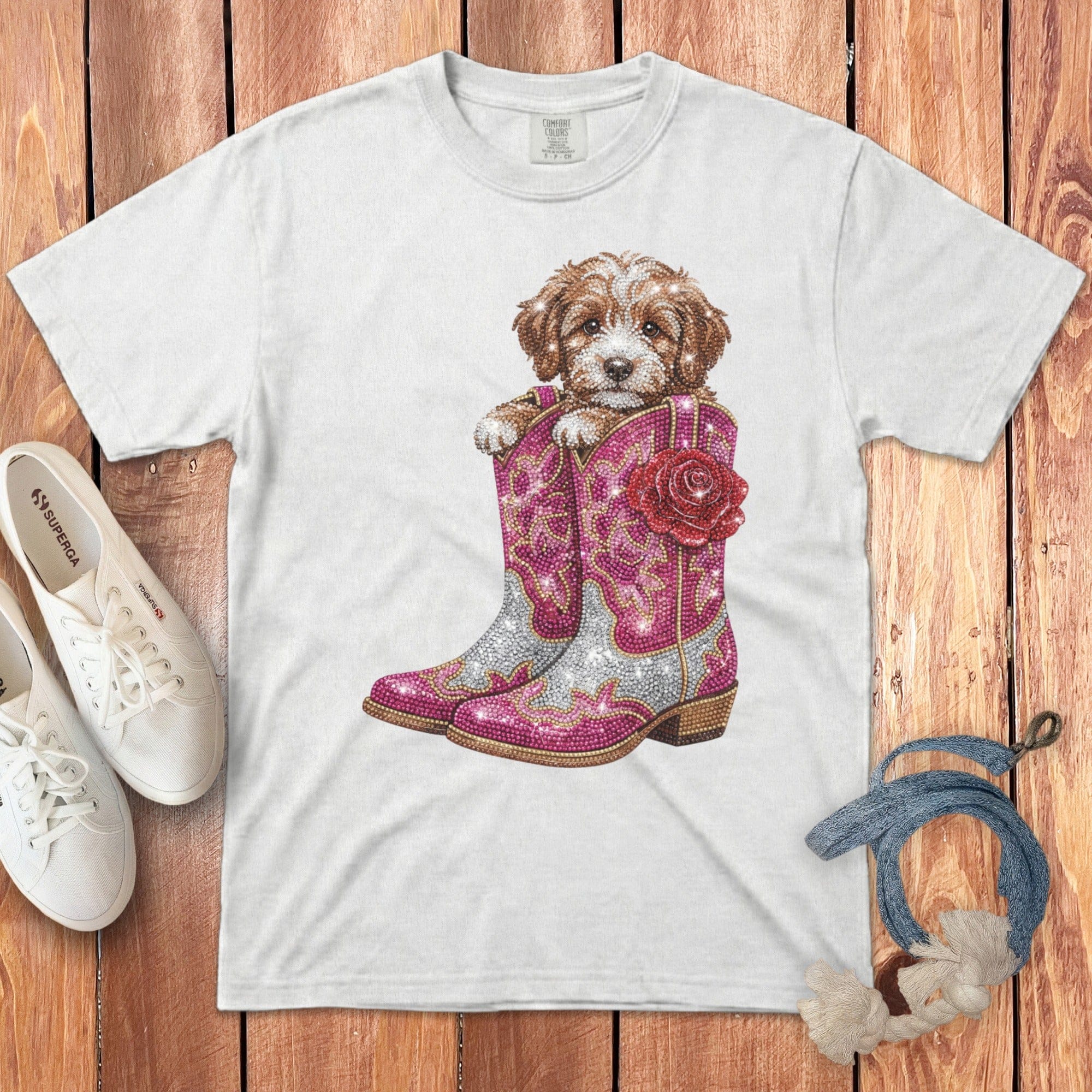 Western Cavapoo Signature T-Shirt in White / S by Puppy Jo