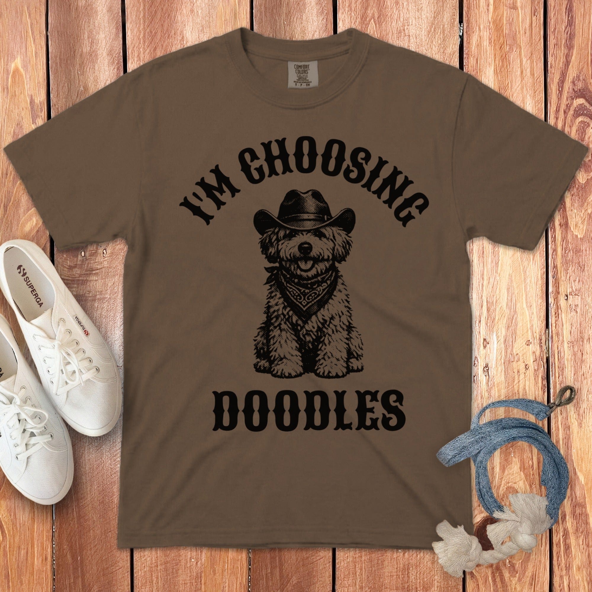 Western Choosing Doodles Signature T-Shirt in Espresso / S by Puppy Jo