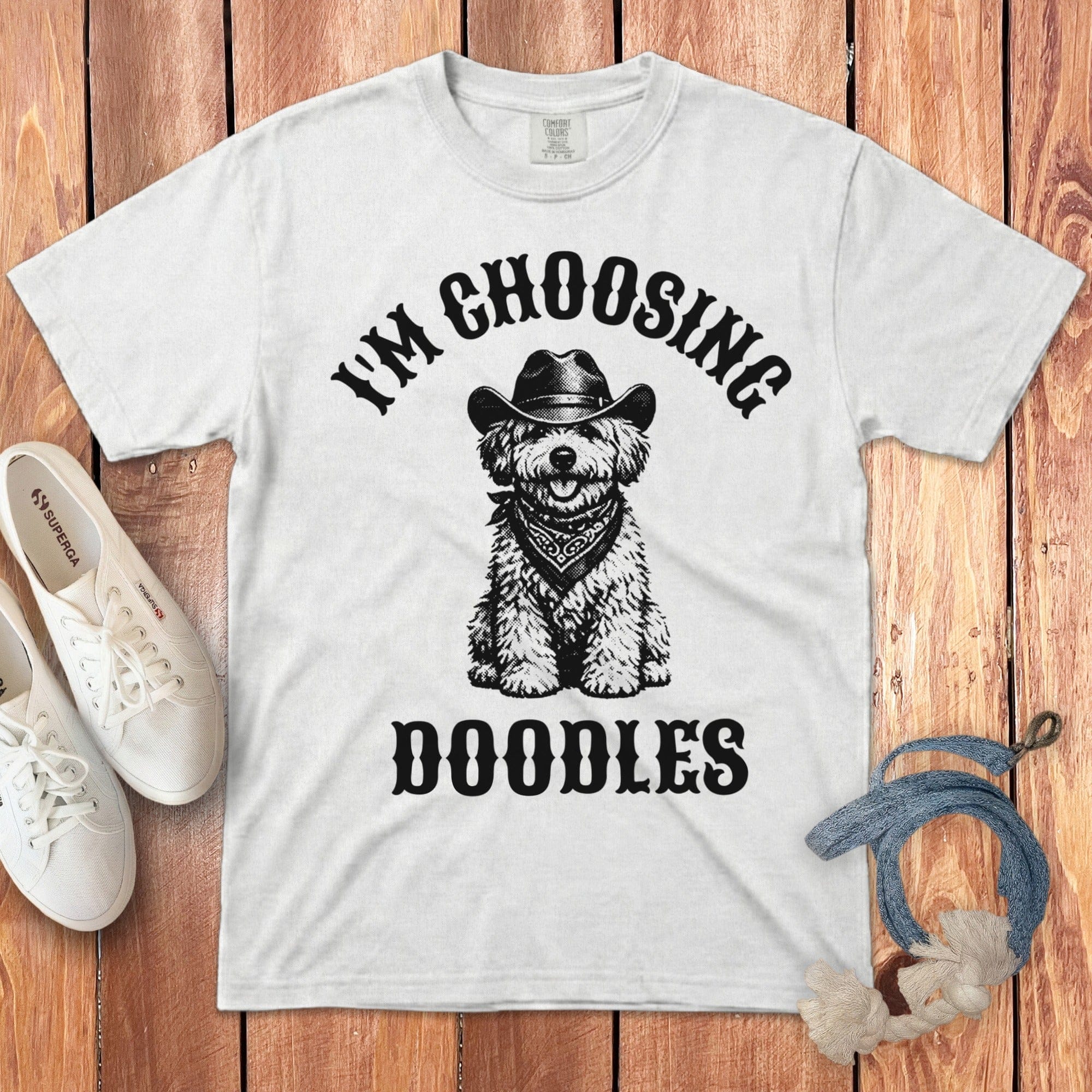 Western Choosing Doodles Signature T-Shirt in White / S by Puppy Jo