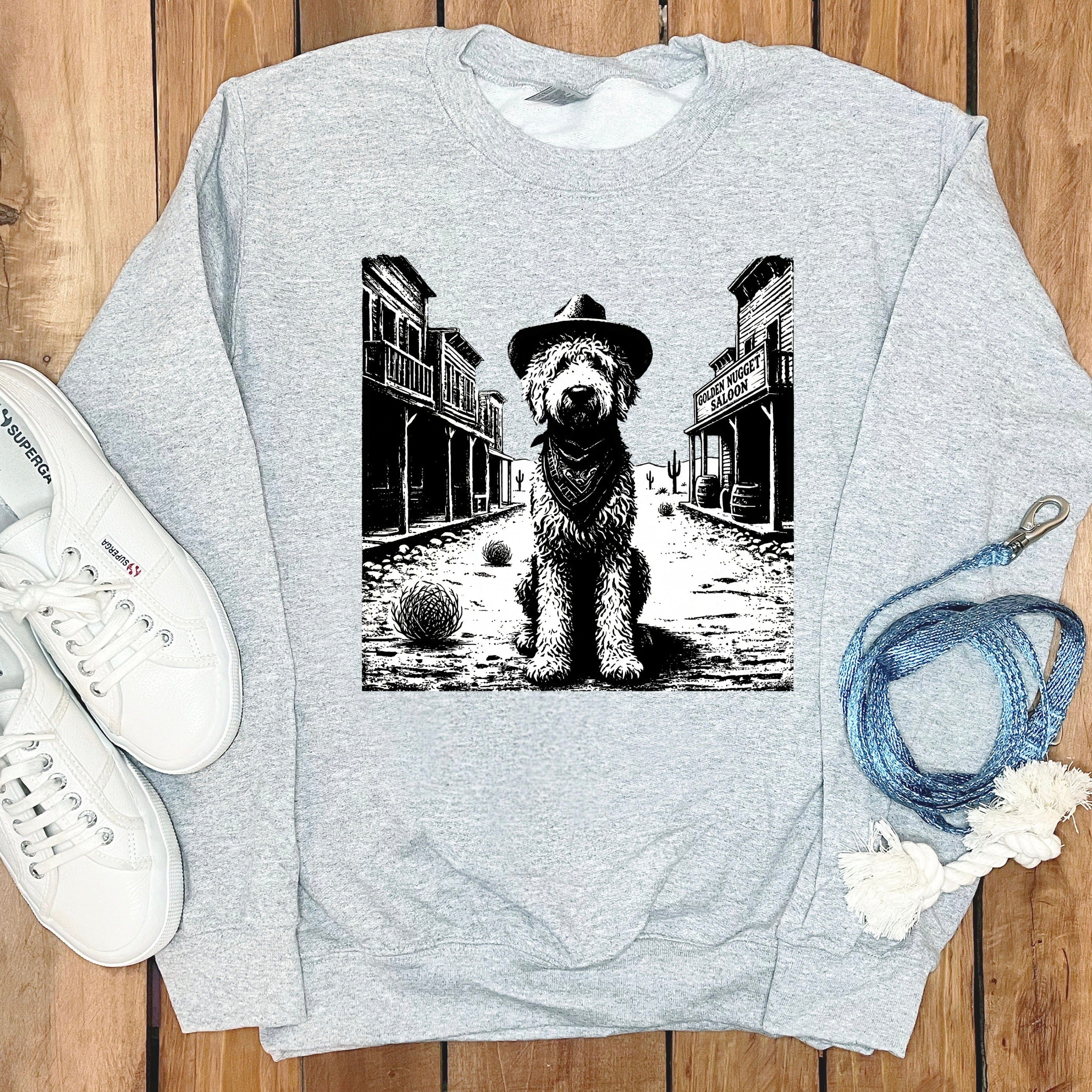 Western Country Doodle Sweatshirt in Sport Grey / S by Puppy Jo