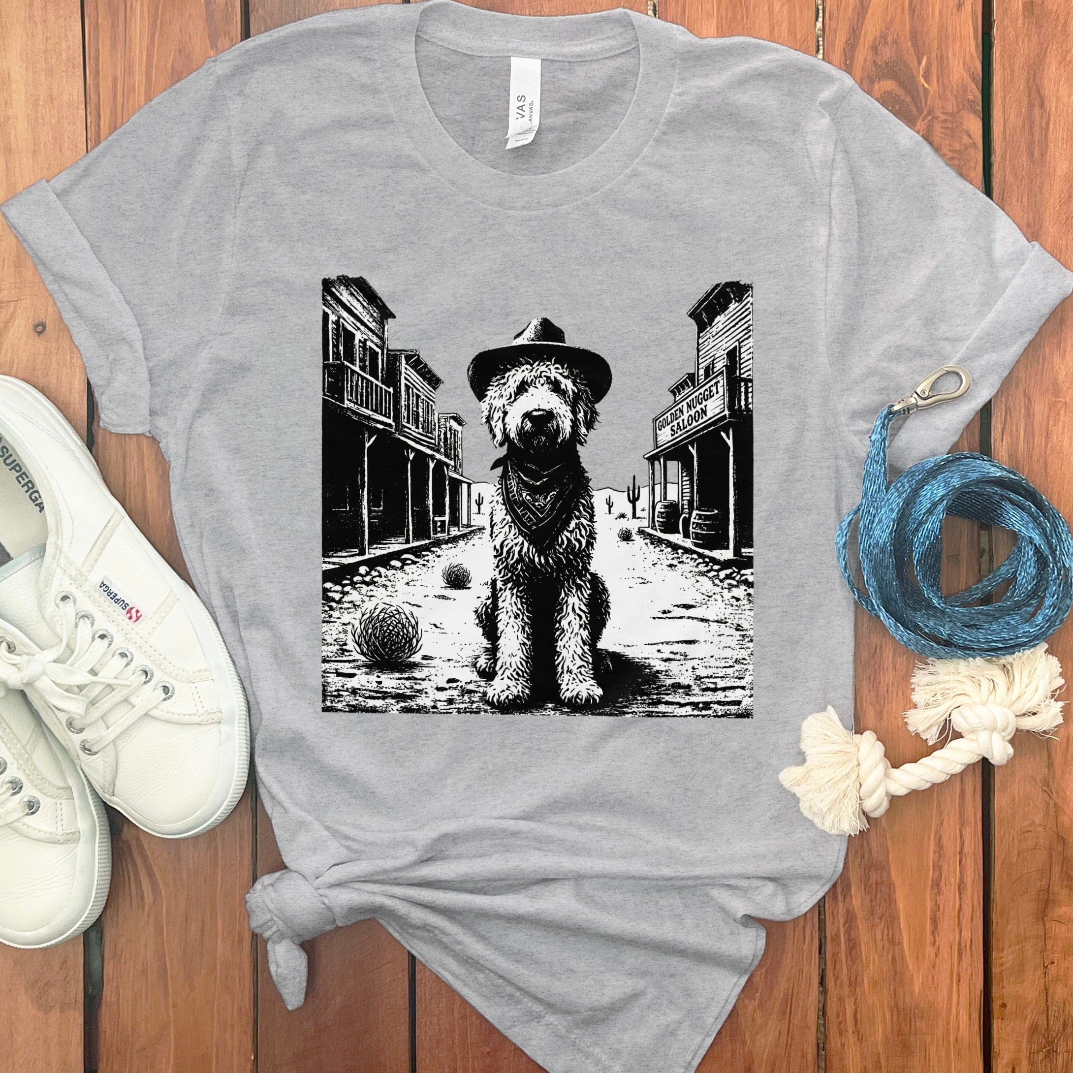 Western Country Doodle T-Shirt in Athletic Heather / S by Puppy Jo