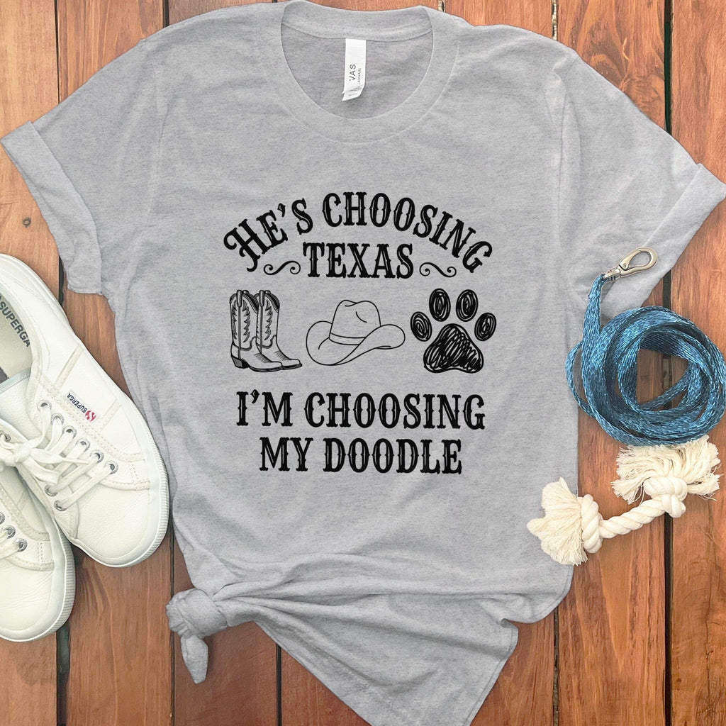 Western Doodle Choosing T-Shirt in Athletic Heather / S by Puppy Jo