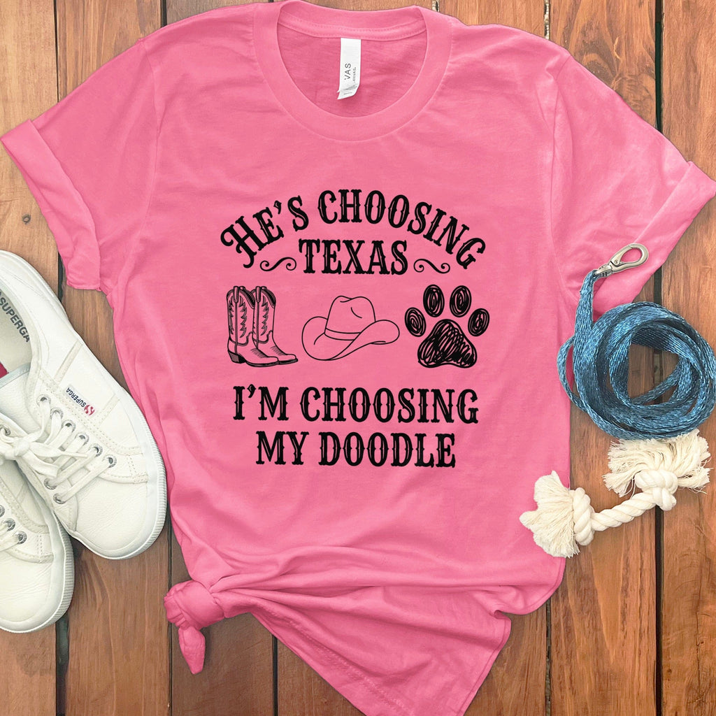 Western Doodle Choosing T-Shirt in Charity Pink / S by Puppy Jo