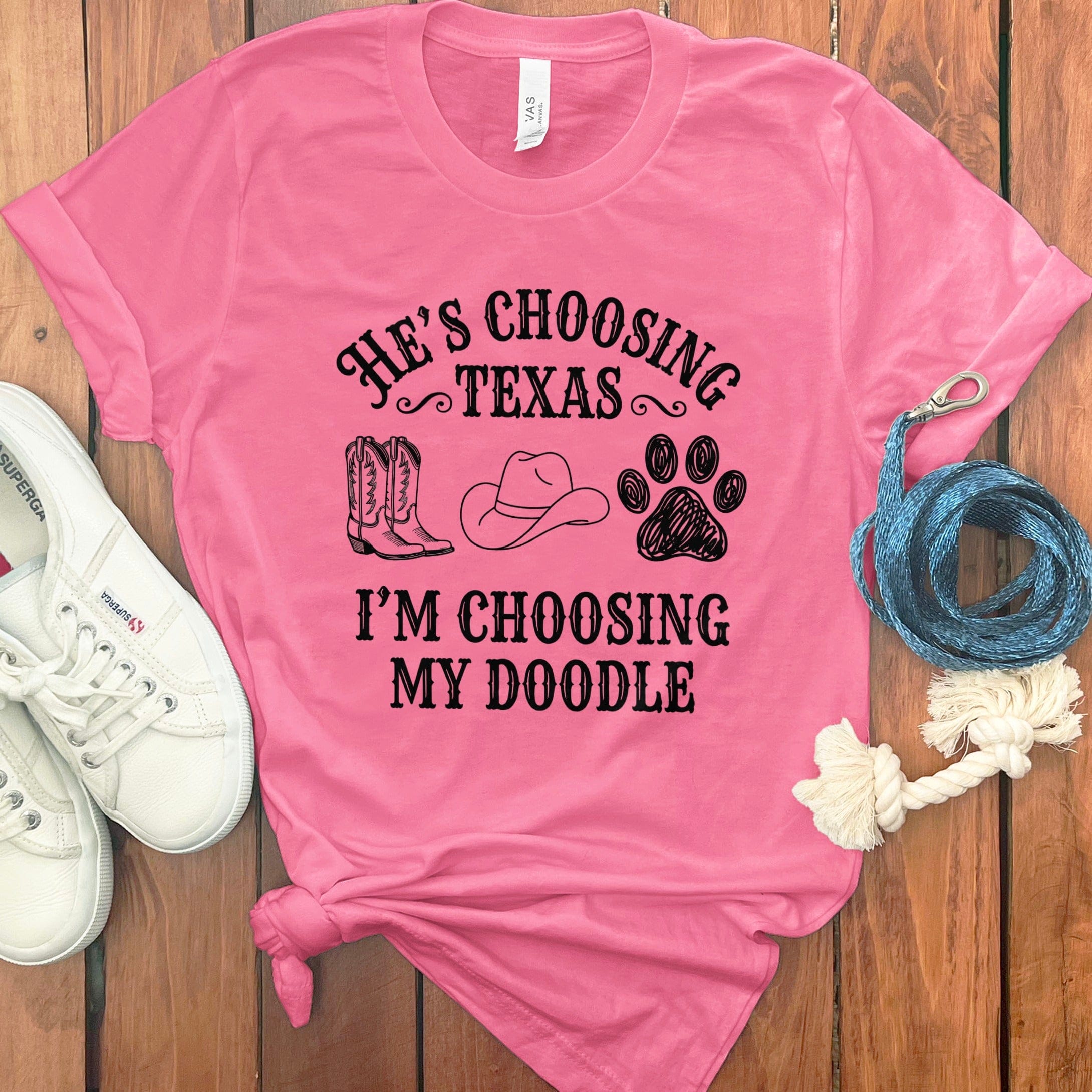 Western Doodle Choosing T-Shirt in Charity Pink / S by Puppy Jo