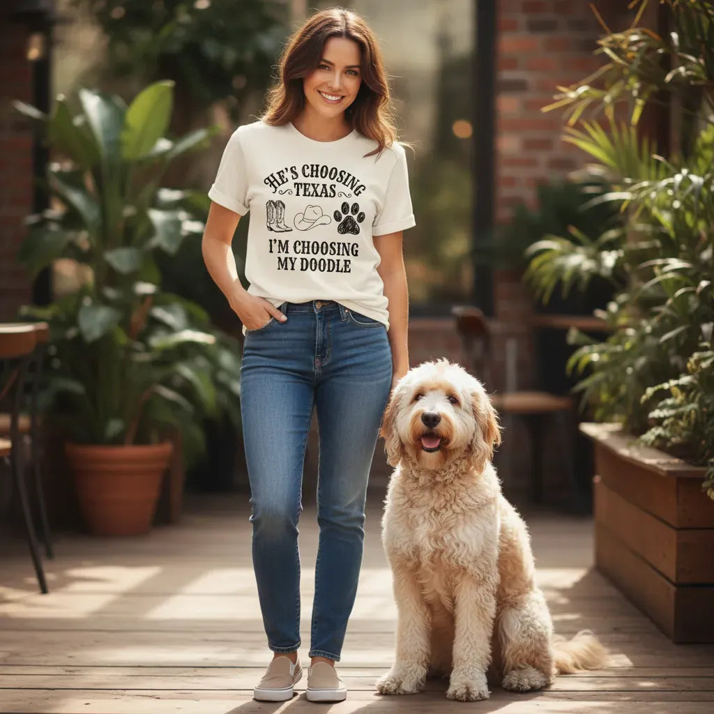 Western Doodle Choosing T-Shirt in by Puppy Jo
