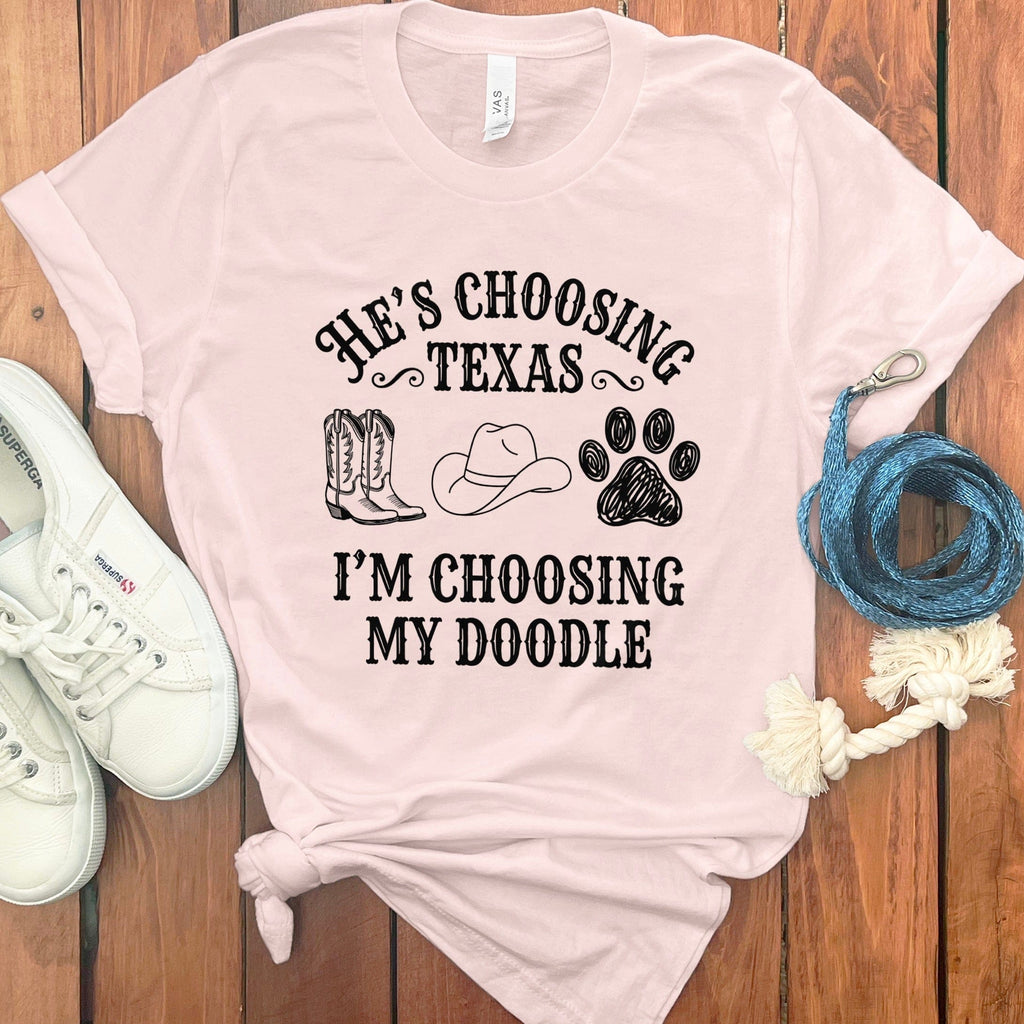 Western Doodle Choosing T-Shirt in Soft Pink / S by Puppy Jo