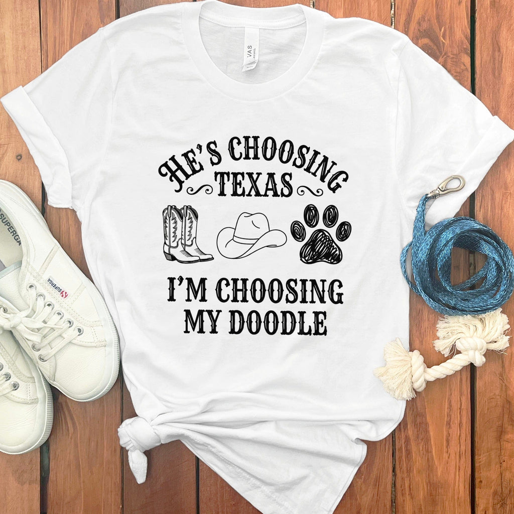 Western Doodle Choosing T-Shirt in White / S by Puppy Jo