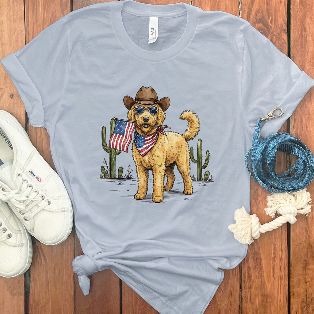 Western Patriotic Doodle in Light Blue / S by Puppy Jo