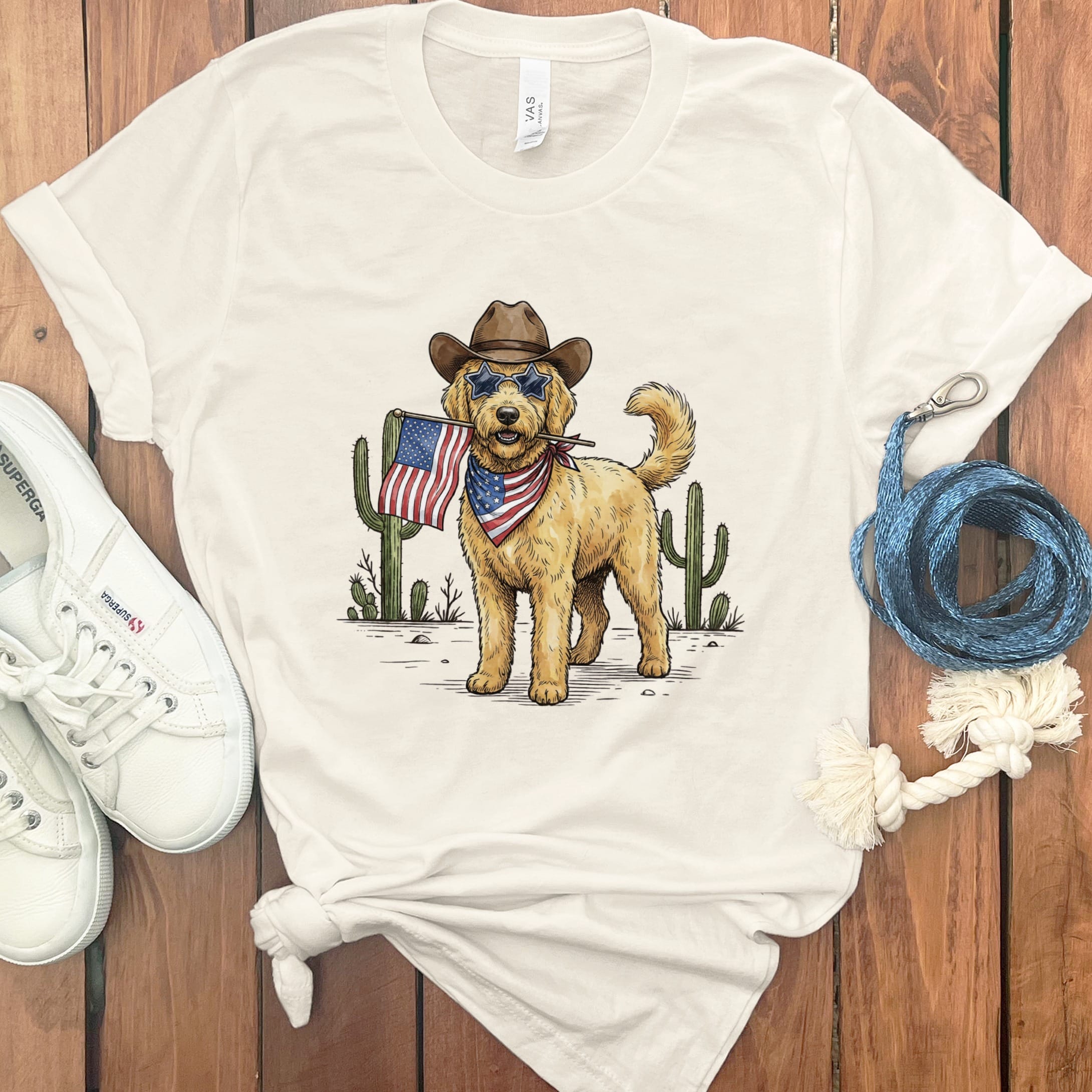 Western Patriotic Doodle in Natural / S by Puppy Jo