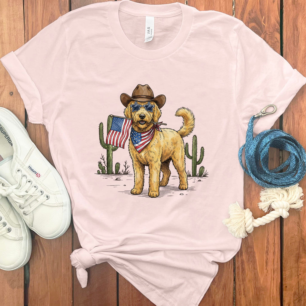Western Patriotic Doodle in Soft Pink / S by Puppy Jo
