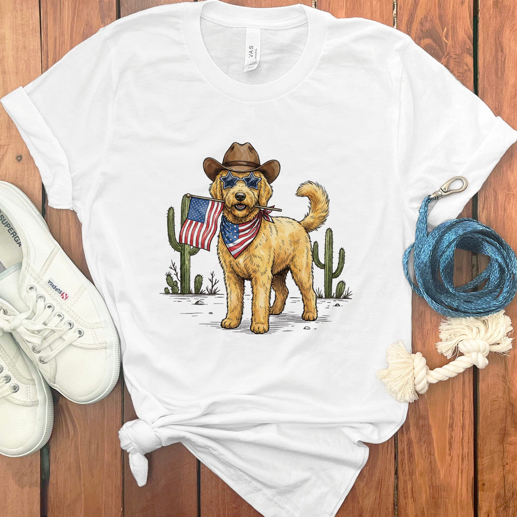 Western Patriotic Doodle in White / S by Puppy Jo
