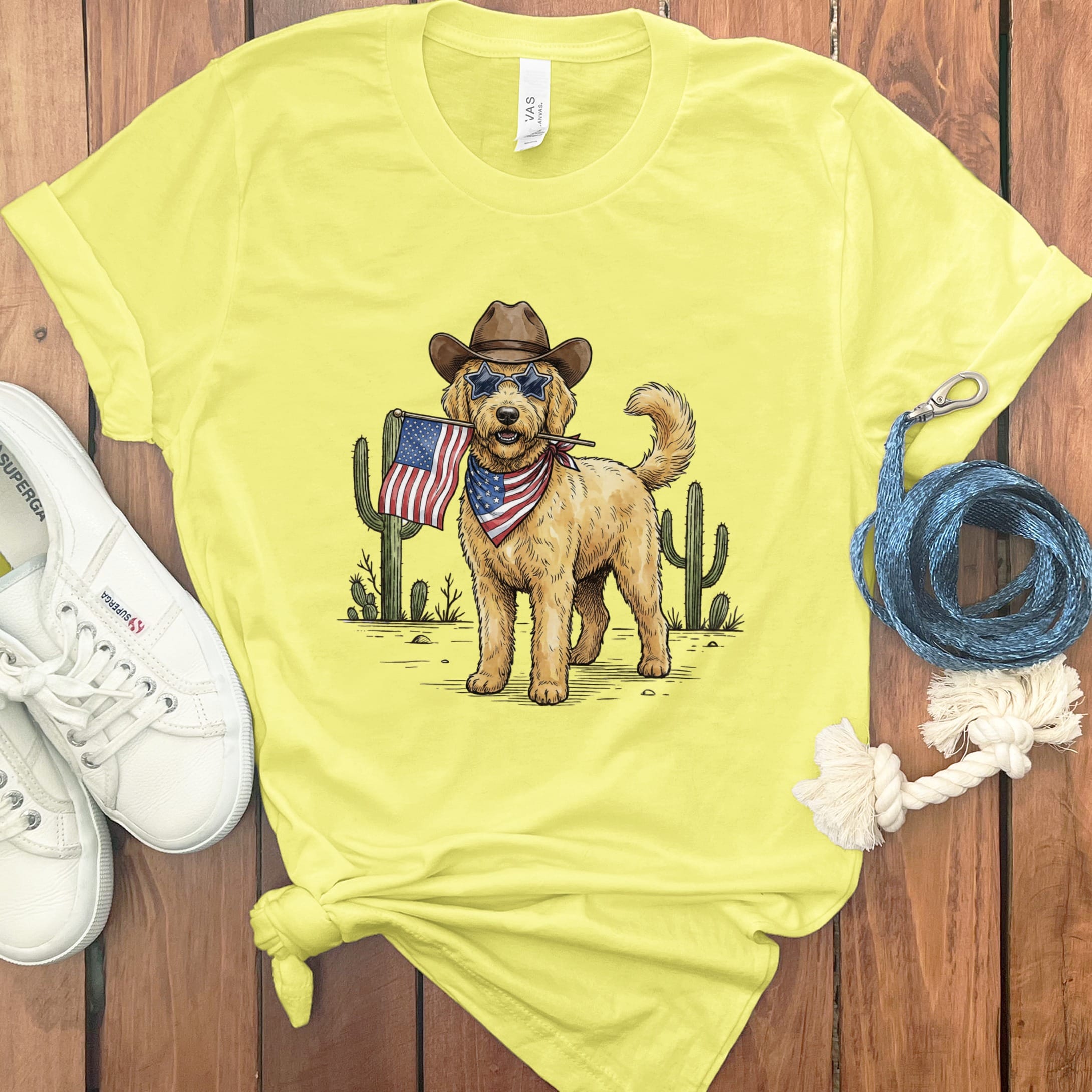 Western Patriotic Doodle in Yellow / S by Puppy Jo
