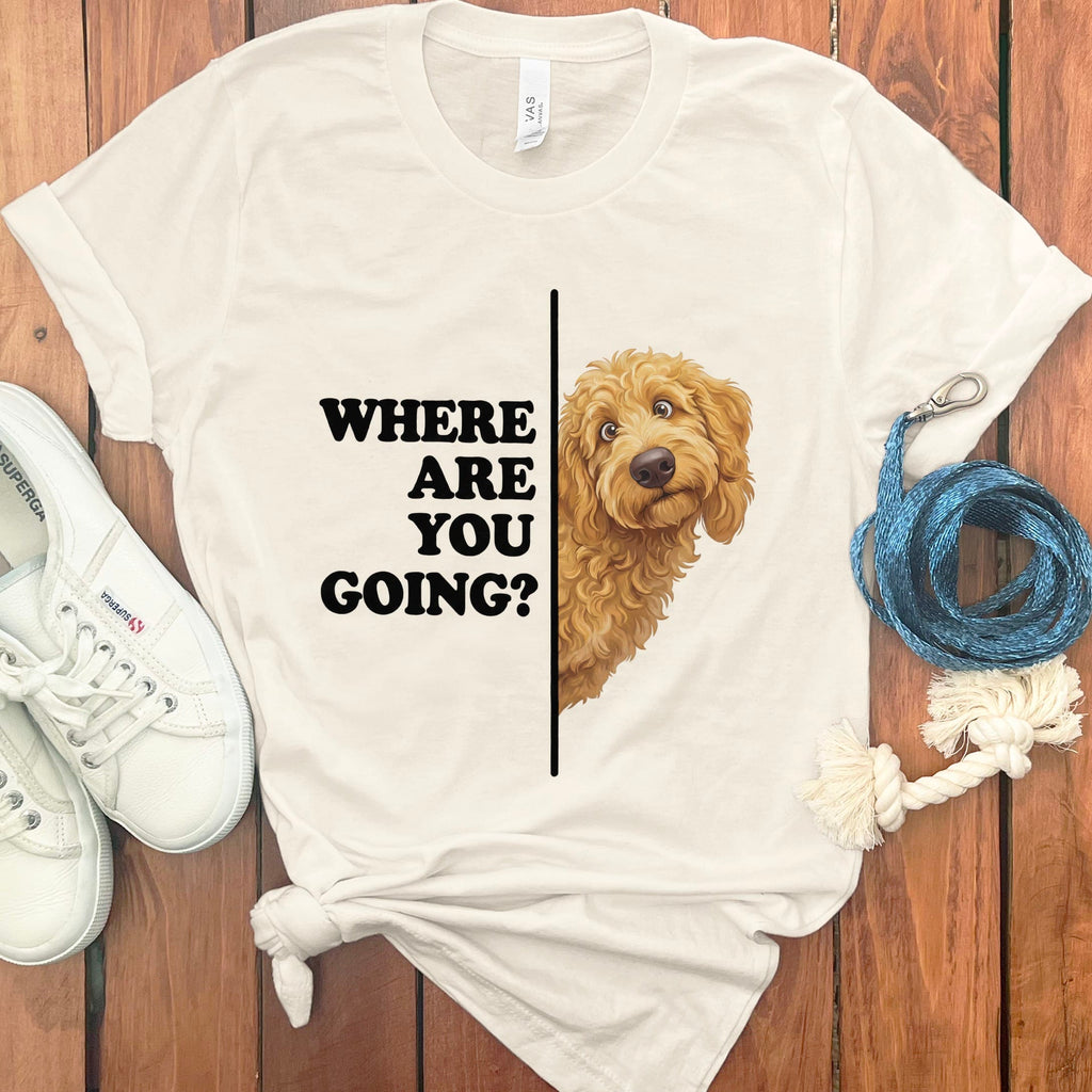 Where Going Apricot Goldendoodle T-Shirt in Natural / S by Puppy Jo