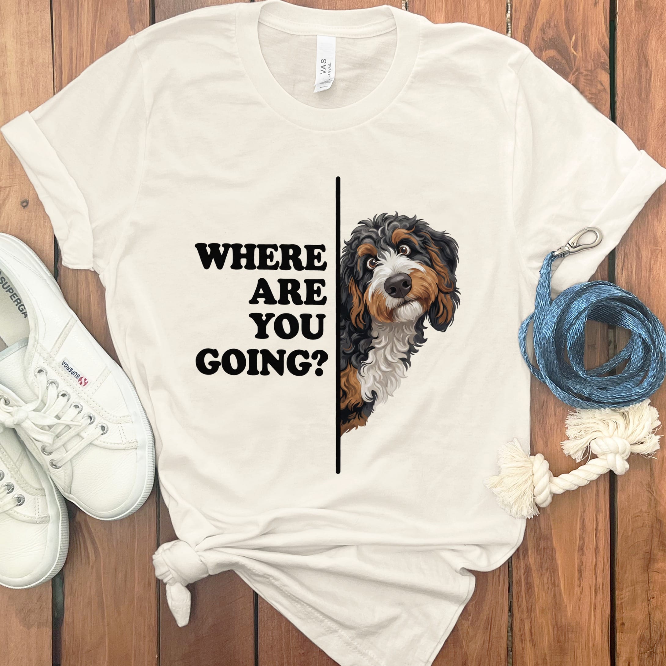 Where Going Bernedoodle T-Shirt in Natural / M by Puppy Jo