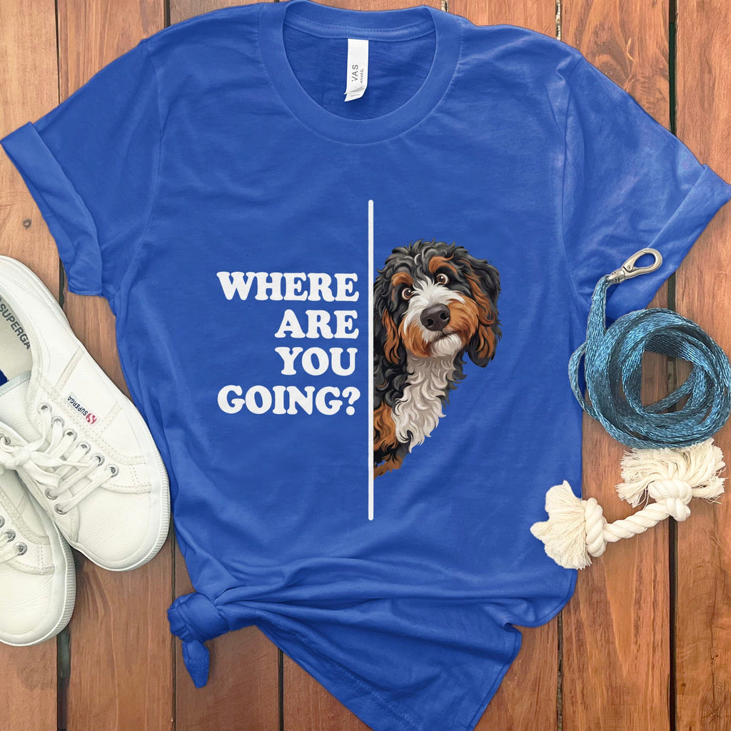 Where Going Bernedoodle T-Shirt in True Royal / M by Puppy Jo