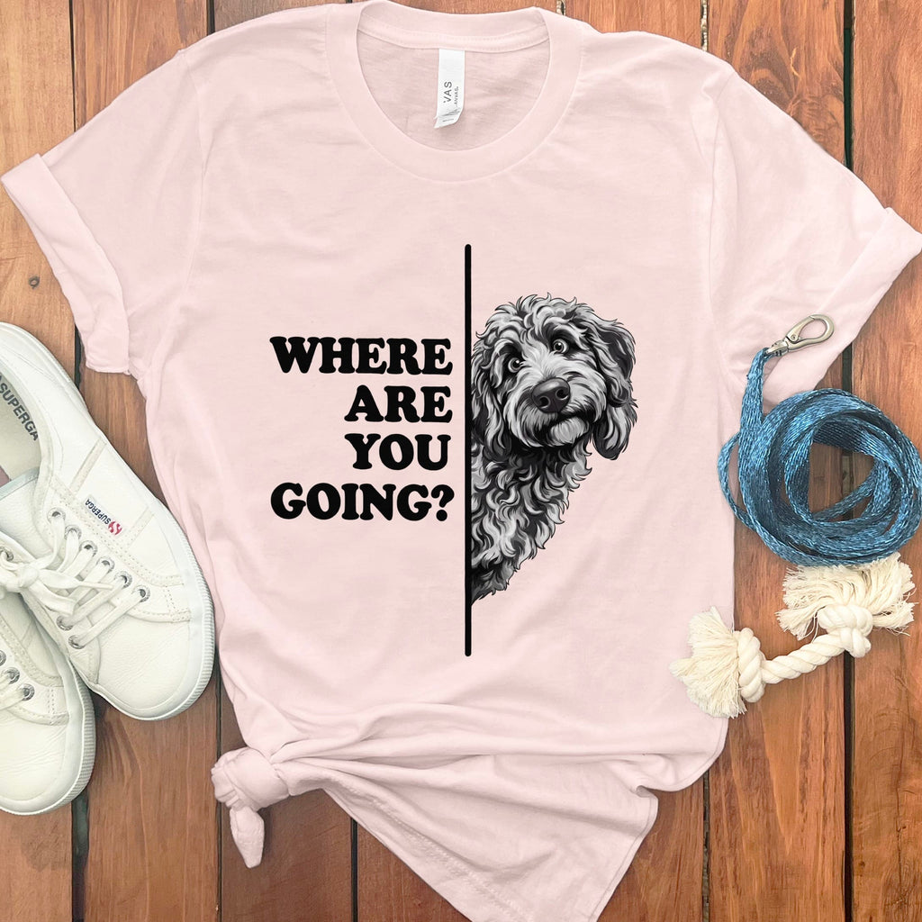 Where Going Merle Goldendoodle T-Shirt in Soft Pink / M by Puppy Jo