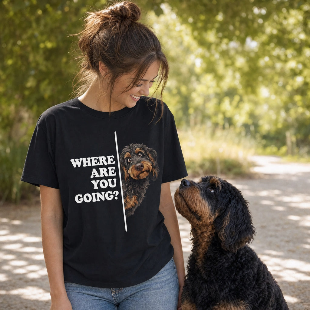 Where Going Phantom Goldendoodle T-Shirt in by Puppy Jo