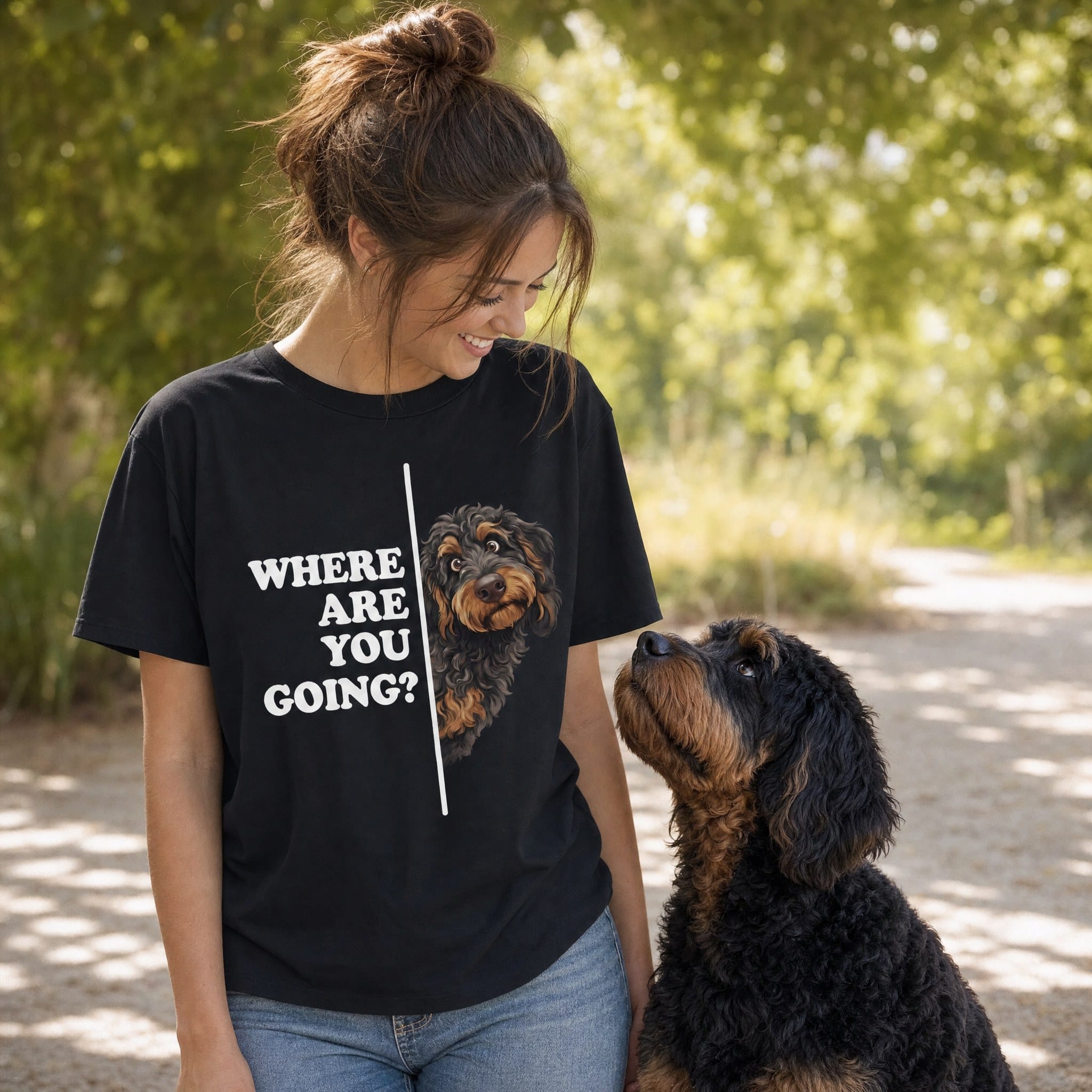 Where Going Phantom Goldendoodle T-Shirt in by Puppy Jo