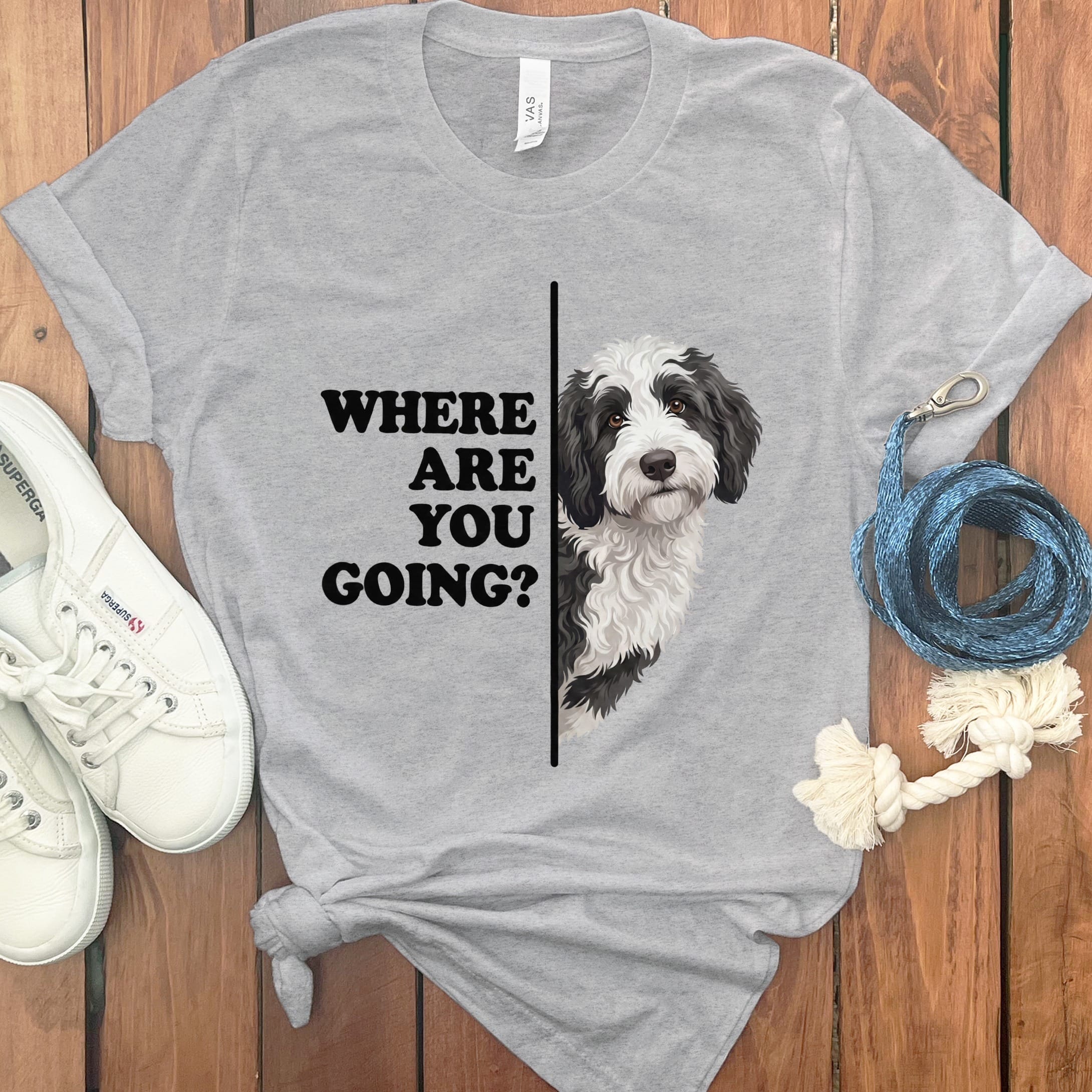 Where Going Sheepadoodle T-Shirt in Athletic Heather / M by Puppy Jo