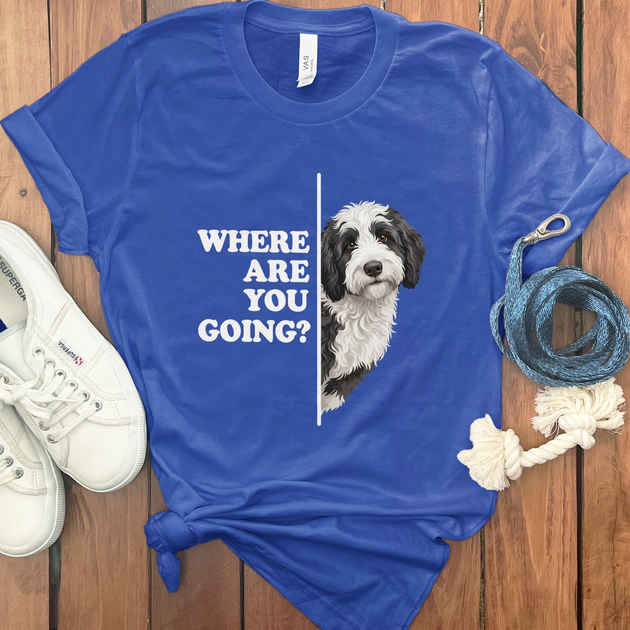 Where Going Sheepadoodle T-Shirt in True Royal / M by Puppy Jo