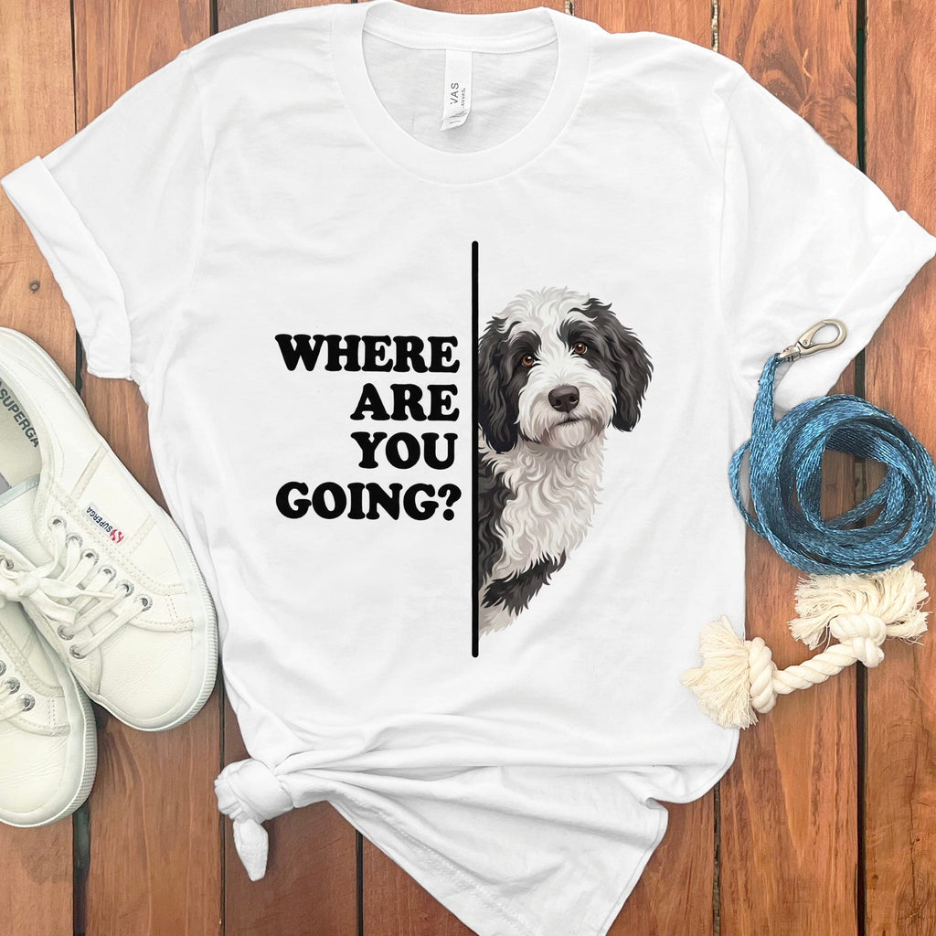 Where Going Sheepadoodle T-Shirt in White / M by Puppy Jo