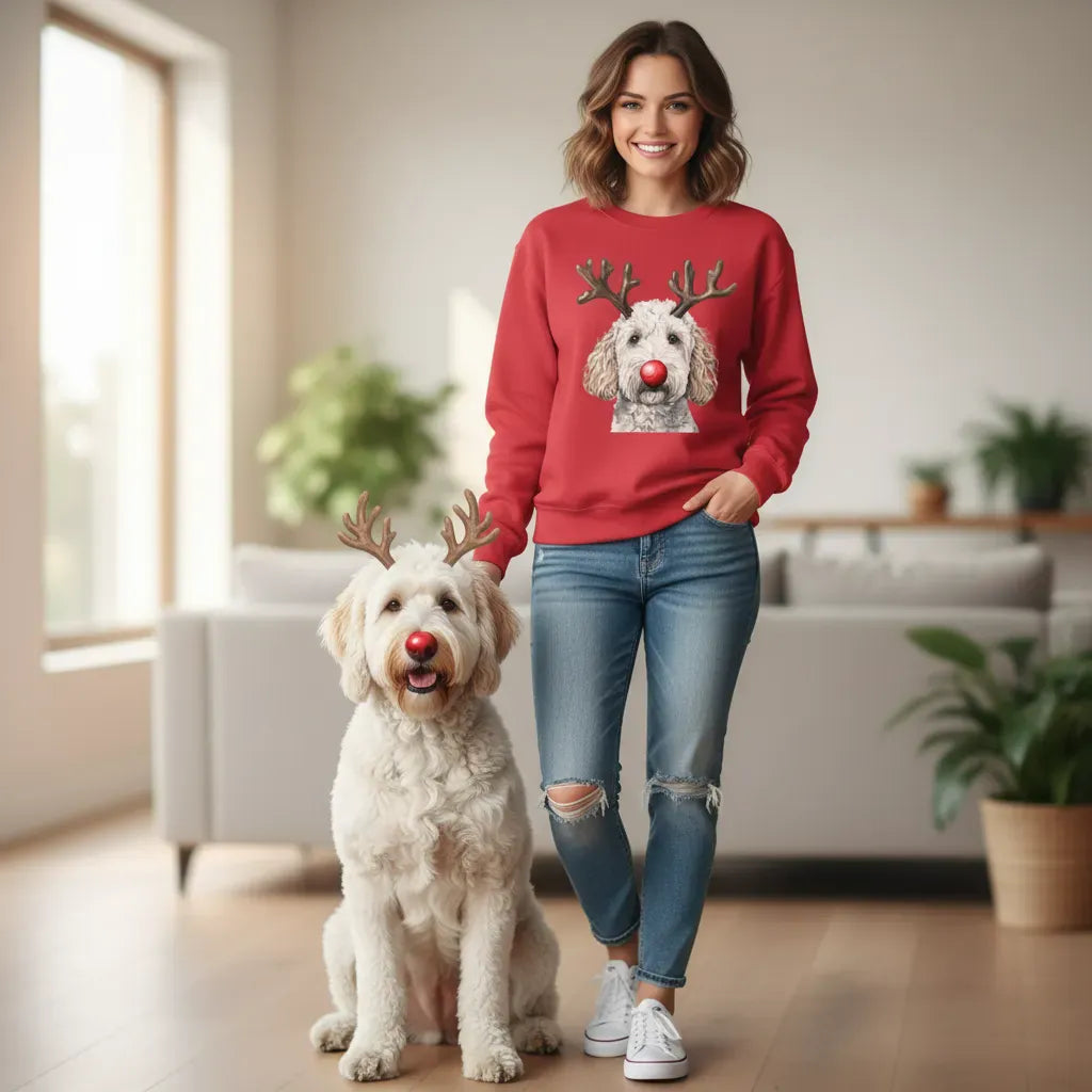 White Doodle Holiday Sweatshirt in by Puppy Jo