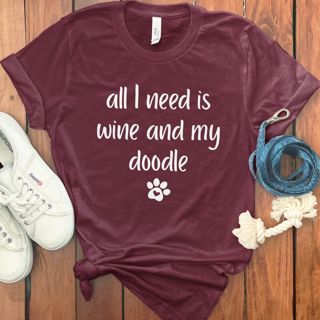 Wine and Doodle T-Shirt in Maroon / S by Puppy Jo