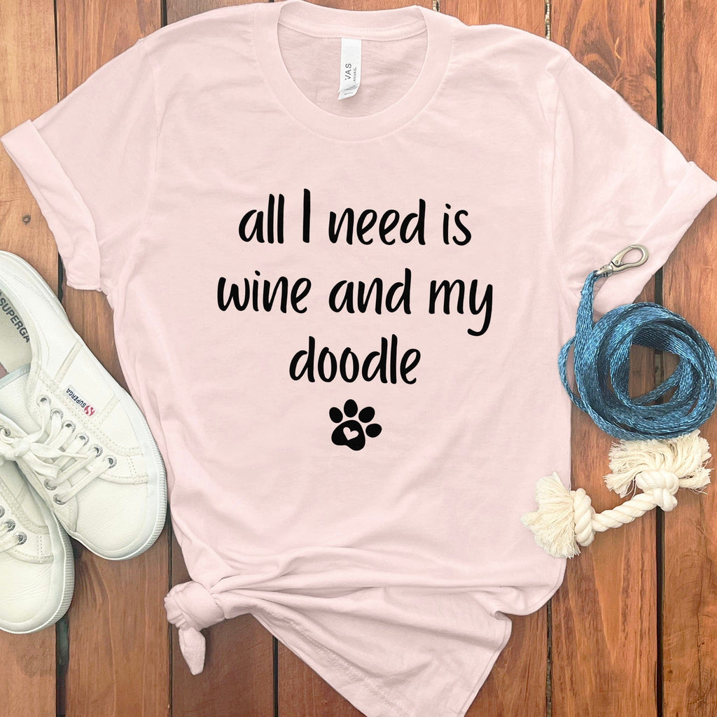 Wine and Doodle T-Shirt in Soft Pink / S by Puppy Jo