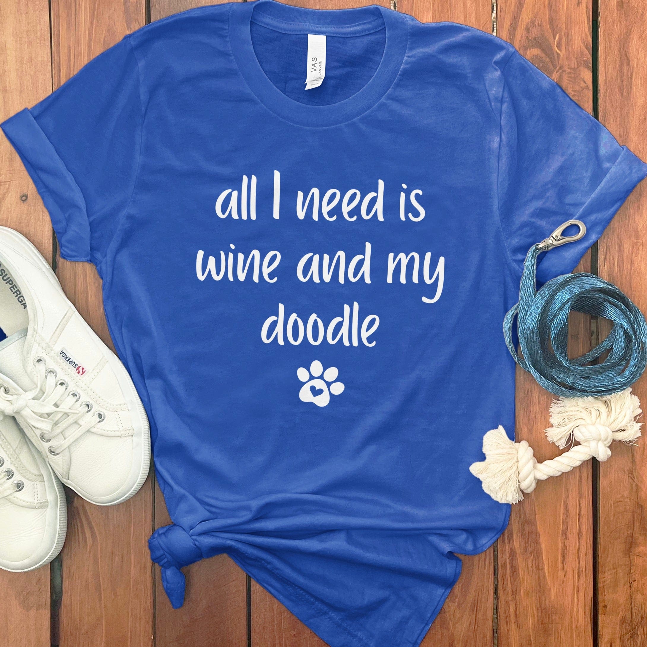 Wine and Doodle T-Shirt in True Royal / S by Puppy Jo