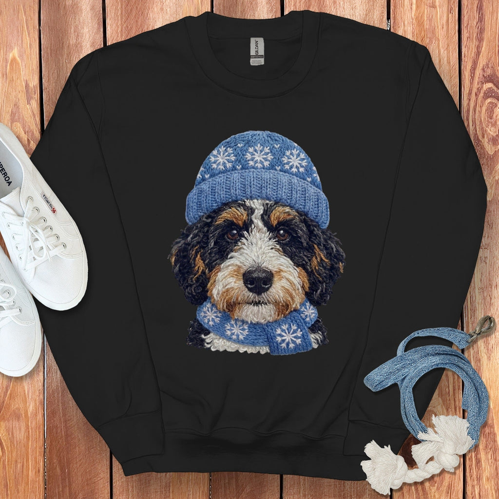 Winter Vibes Ausisiedoodle Sweatshirt in Black / S by Puppy Jo