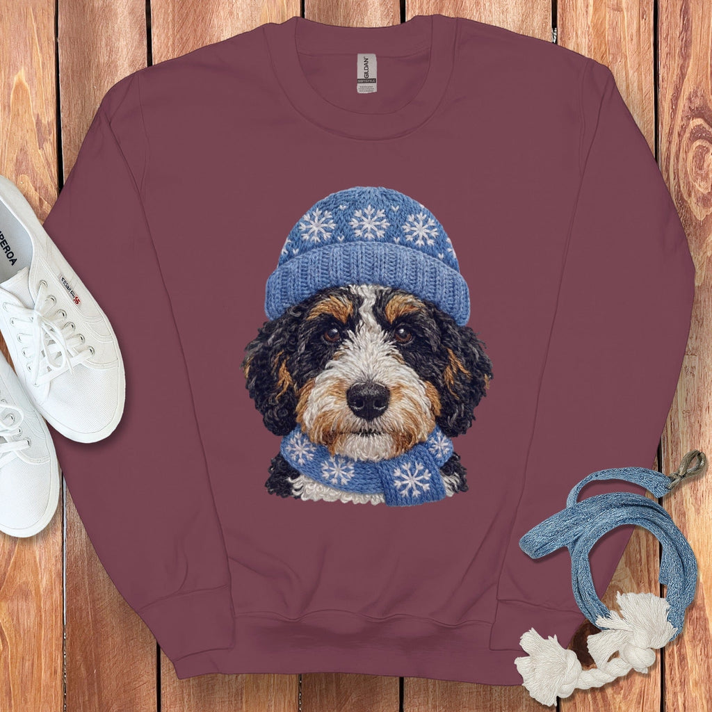 Winter Vibes Ausisiedoodle Sweatshirt in Maroon / S by Puppy Jo