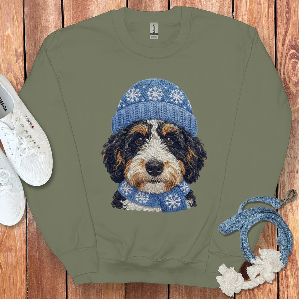 Winter Vibes Ausisiedoodle Sweatshirt in Military Green / S by Puppy Jo