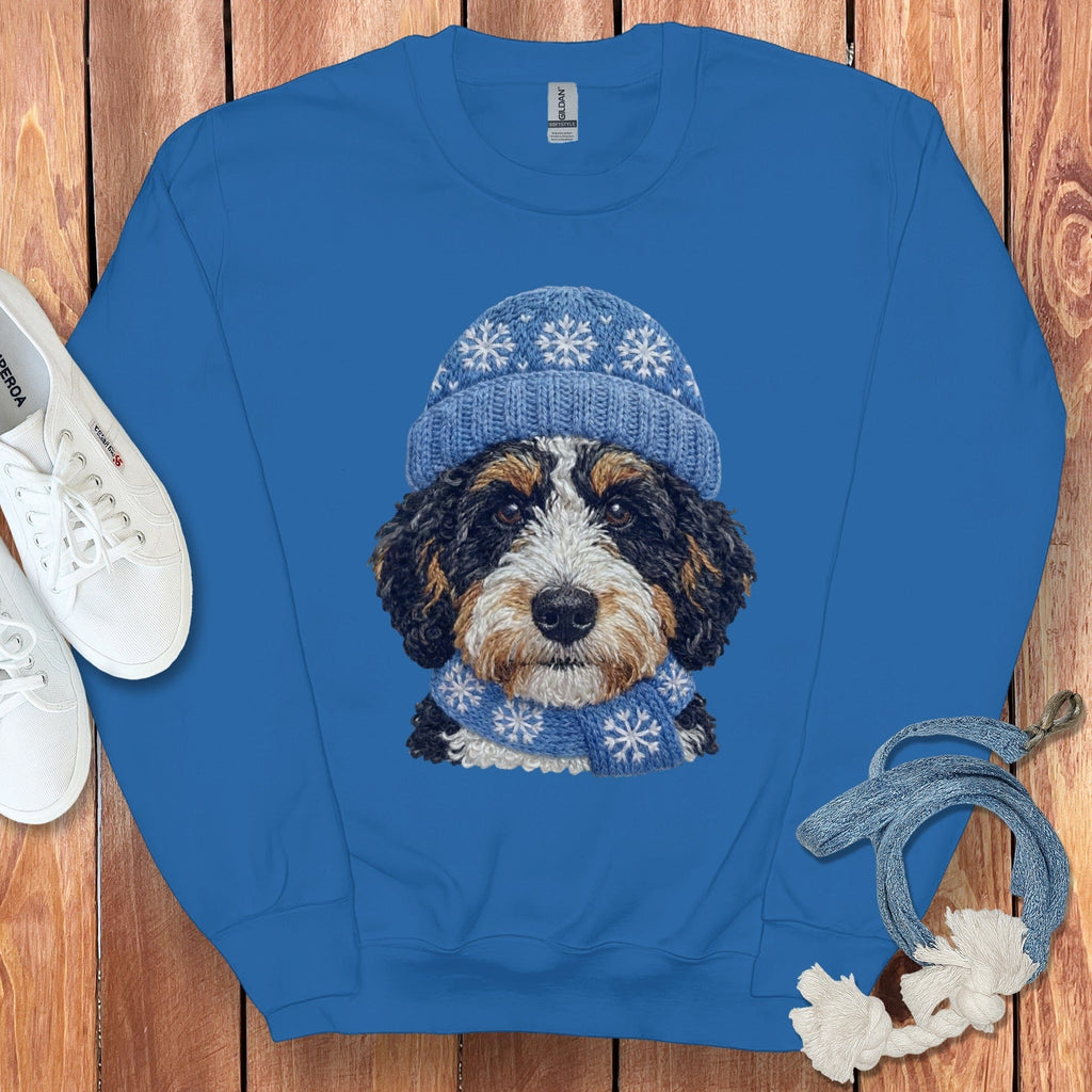 Winter Vibes Ausisiedoodle Sweatshirt in Royal / S by Puppy Jo
