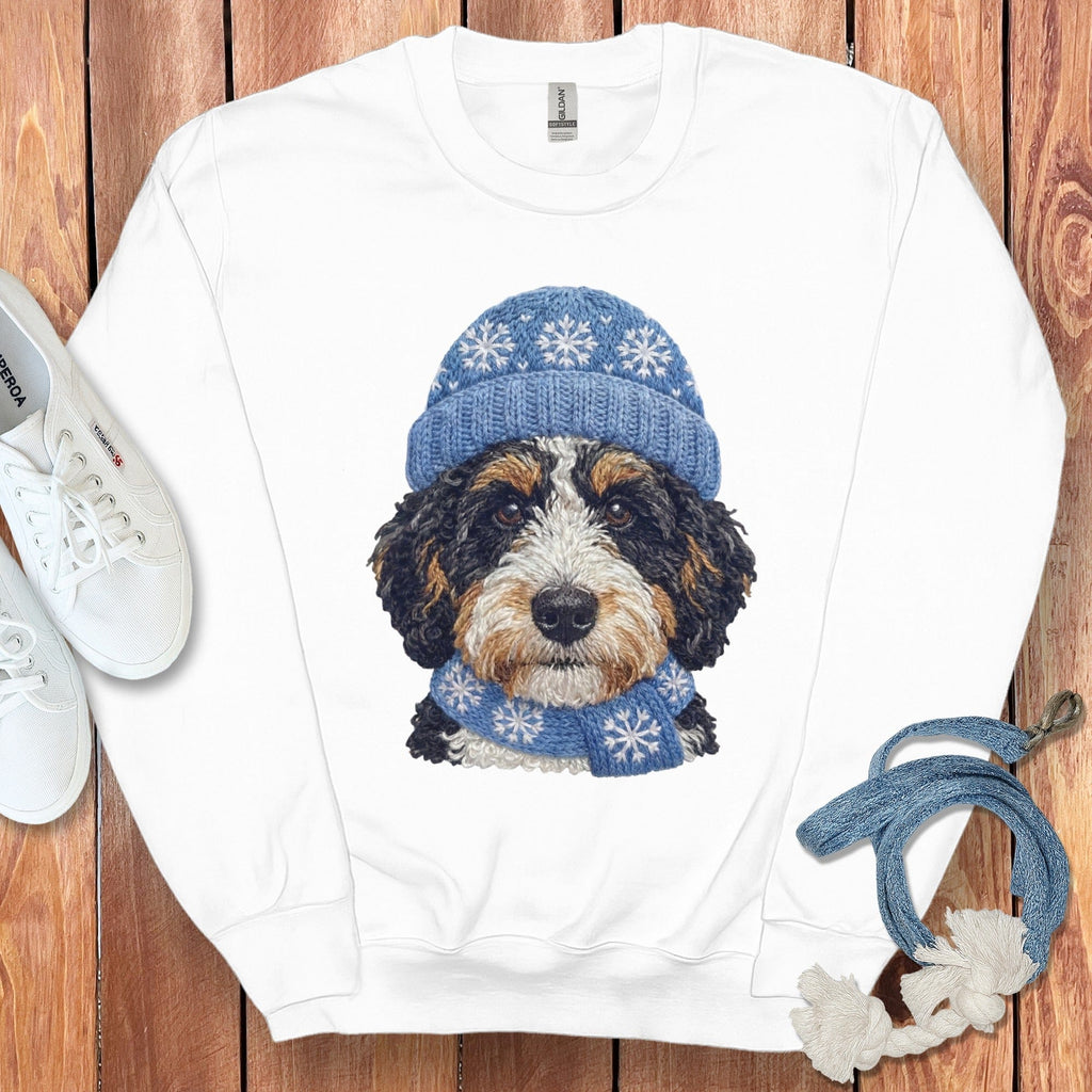 Winter Vibes Ausisiedoodle Sweatshirt in White / S by Puppy Jo