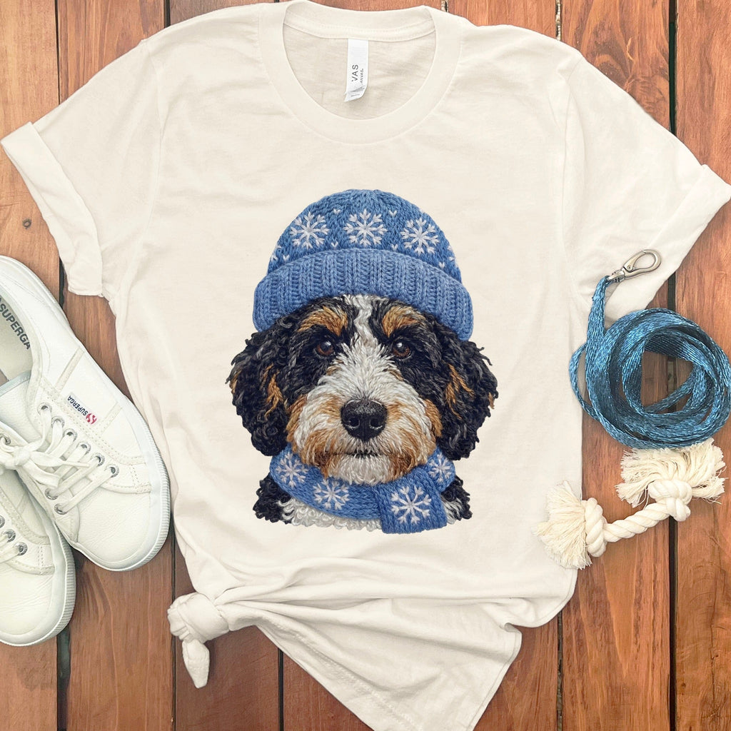 Winter Vibes Ausisiedoodle T-Shirt in Natural / S by Puppy Jo
