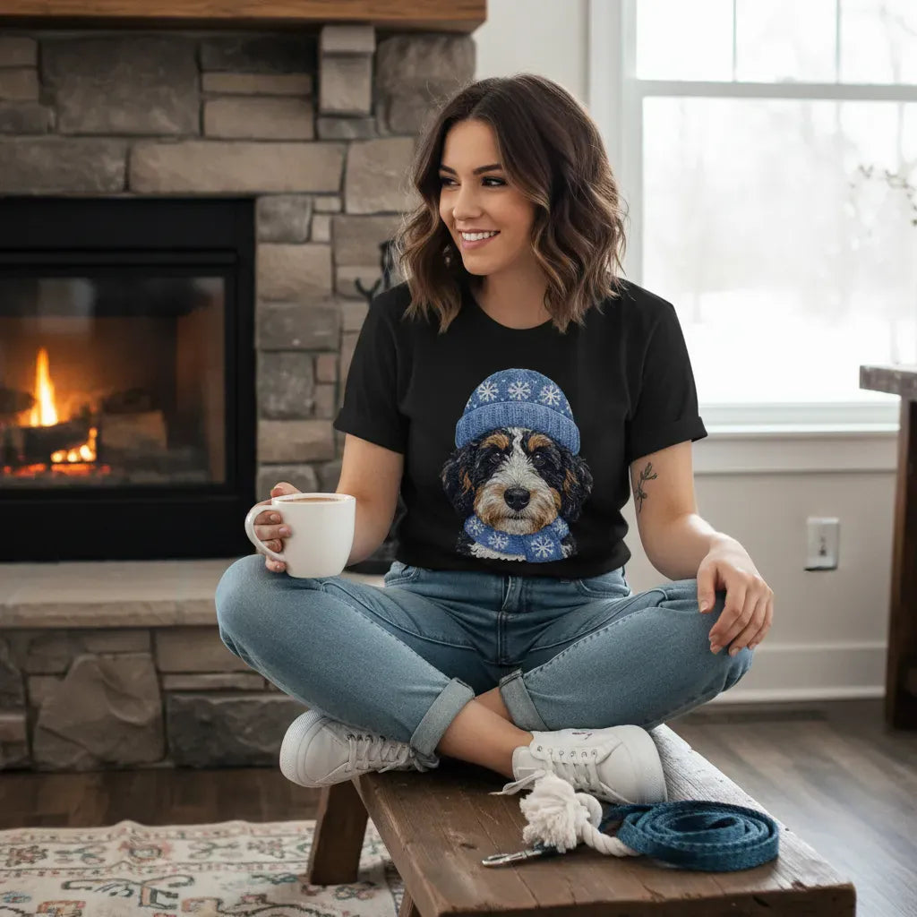Winter Vibes Ausisiedoodle T-Shirt in by Puppy Jo