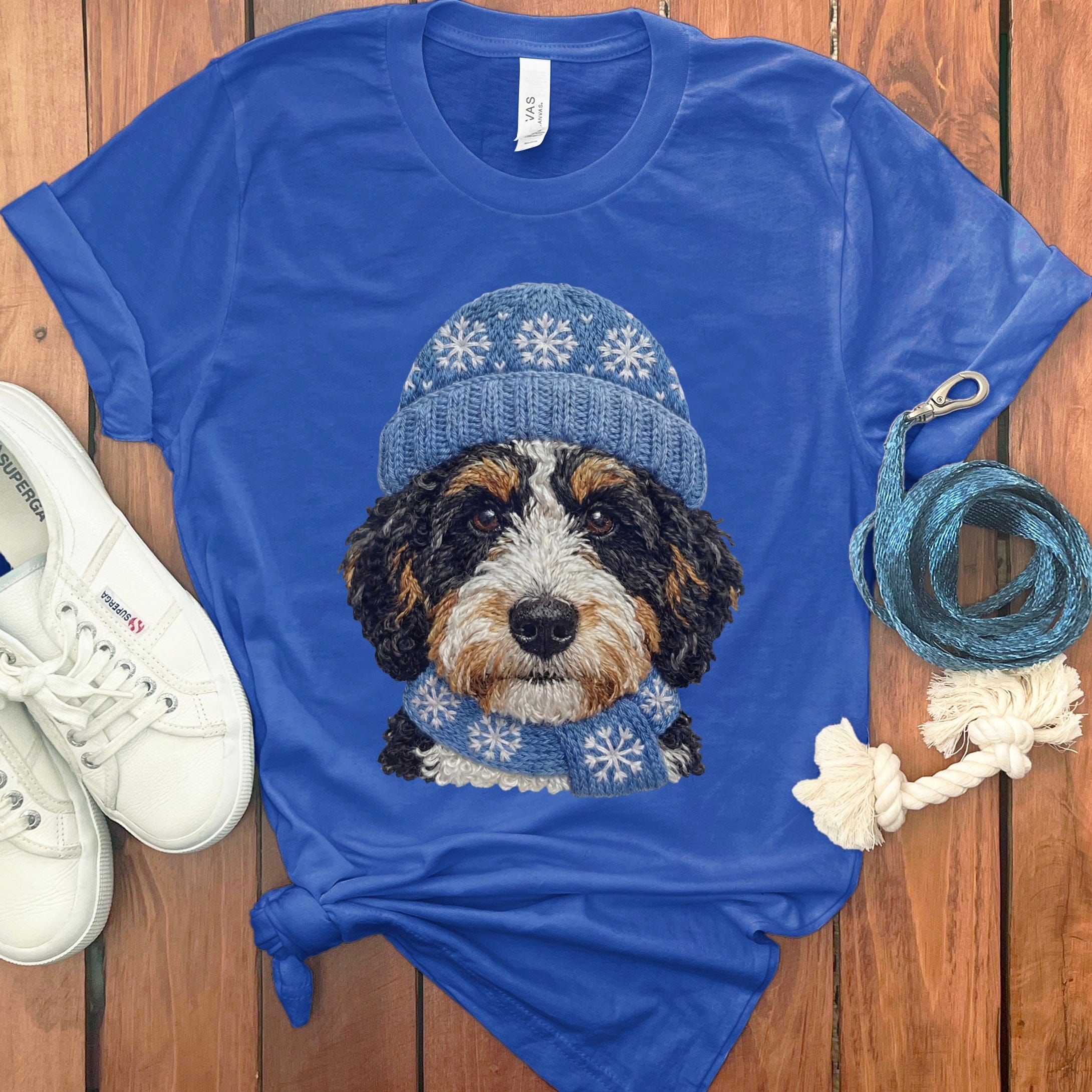 Winter Vibes Ausisiedoodle T-Shirt in True Royal / S by Puppy Jo