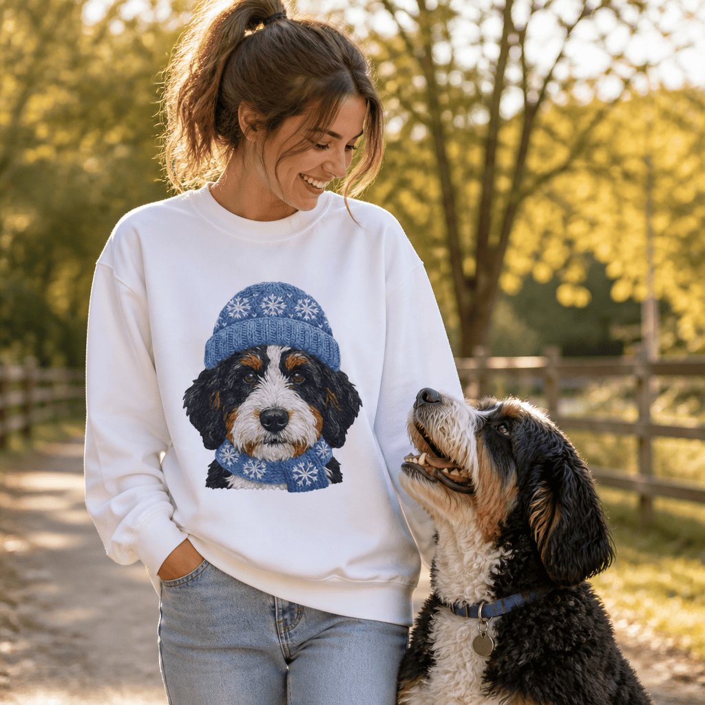 Winter Vibes Bernedoodle Sweatshirt in by Puppy Jo