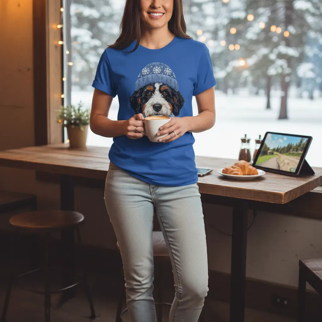 Winter Vibes Bernedoodle T-Shirt in by Puppy Jo