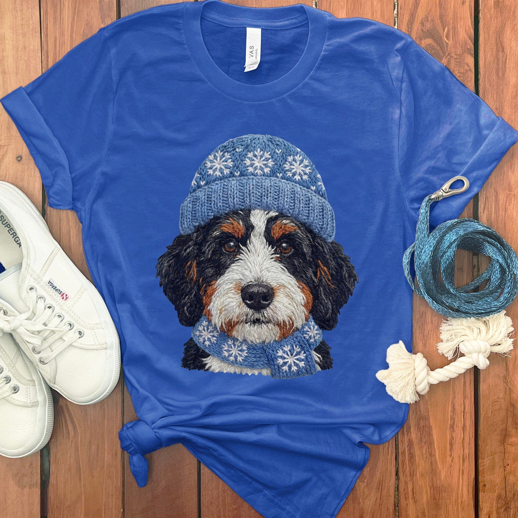 Winter Vibes Bernedoodle T-Shirt in True Royal / S by Puppy Jo