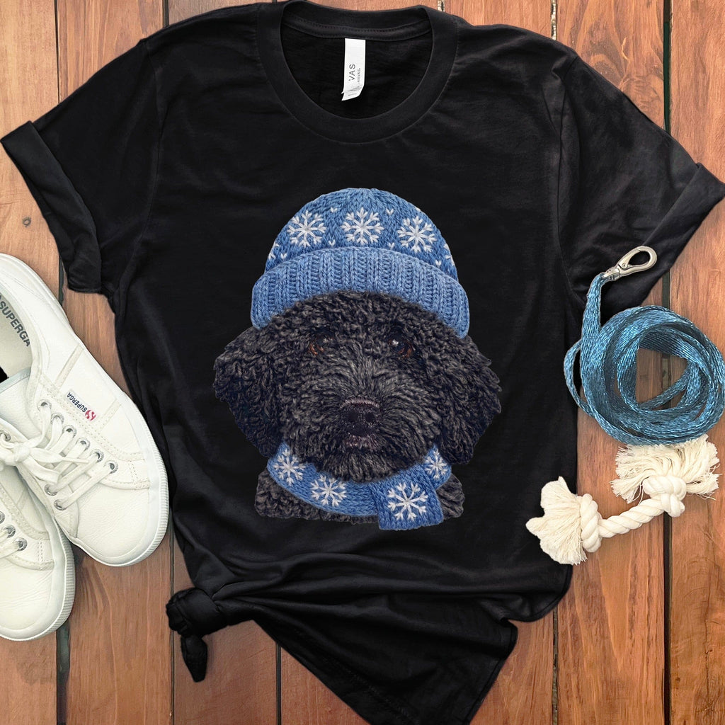 Winter Vibes Black Goldendoodle T-Shirt in Black / S by Puppy Jo