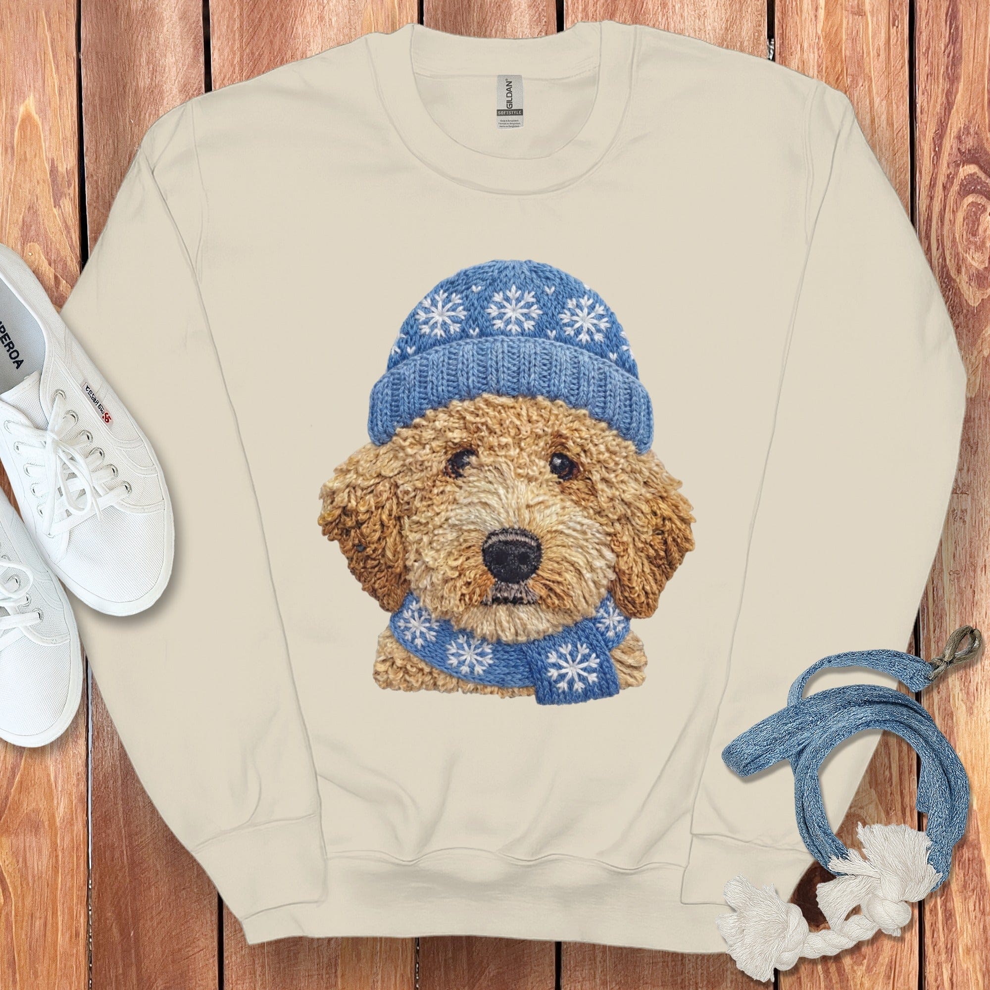 Winter Vibes Cavapoo Sweatshirt in Sand / S by Puppy Jo