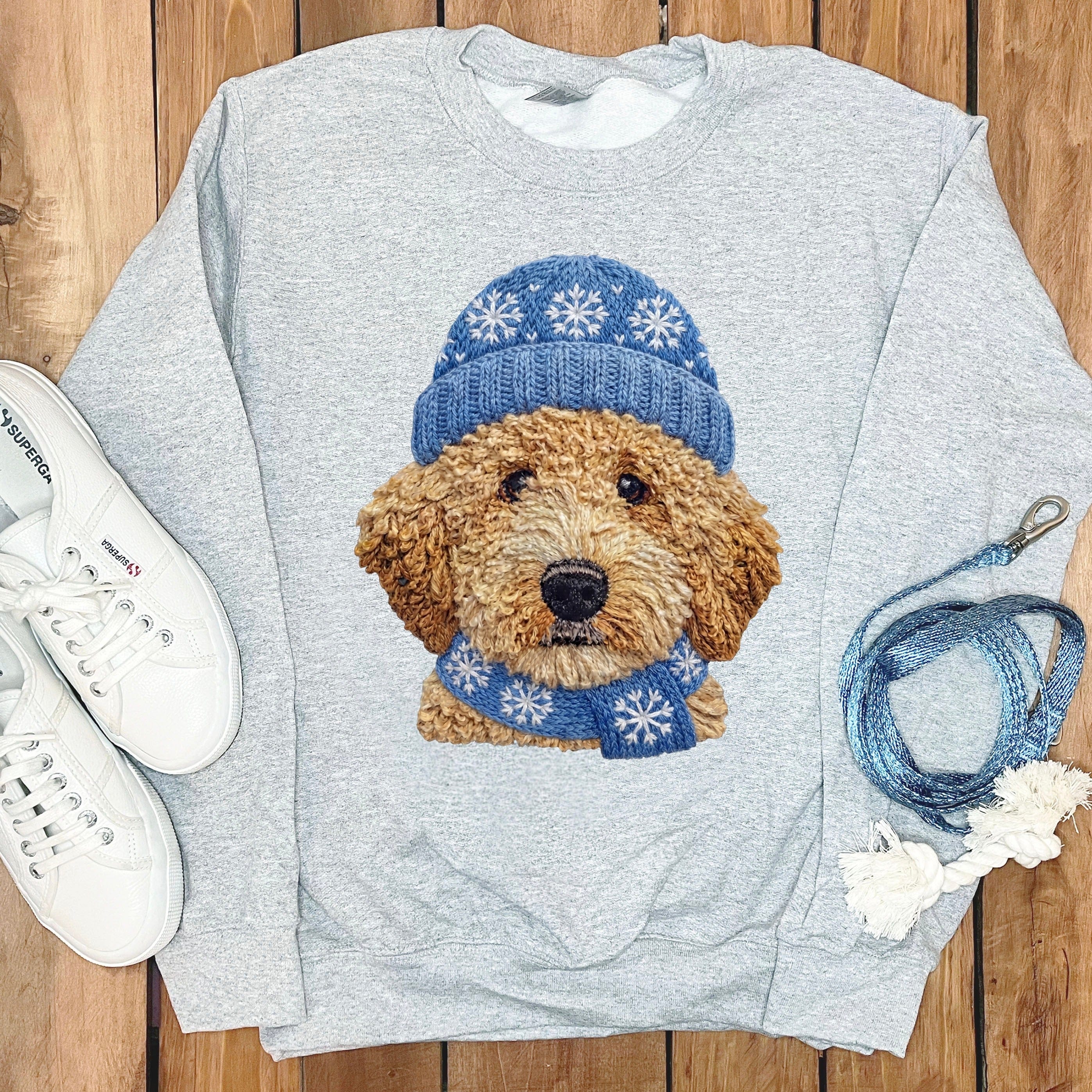 Winter Vibes Cavapoo Sweatshirt in Sport Grey / S by Puppy Jo