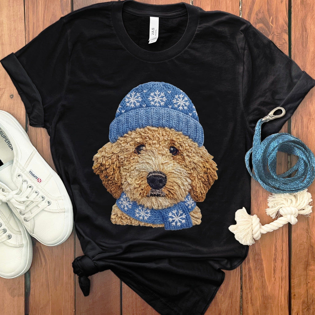 Winter Vibes Cavapoo T-Shirt in Black / S by Puppy Jo