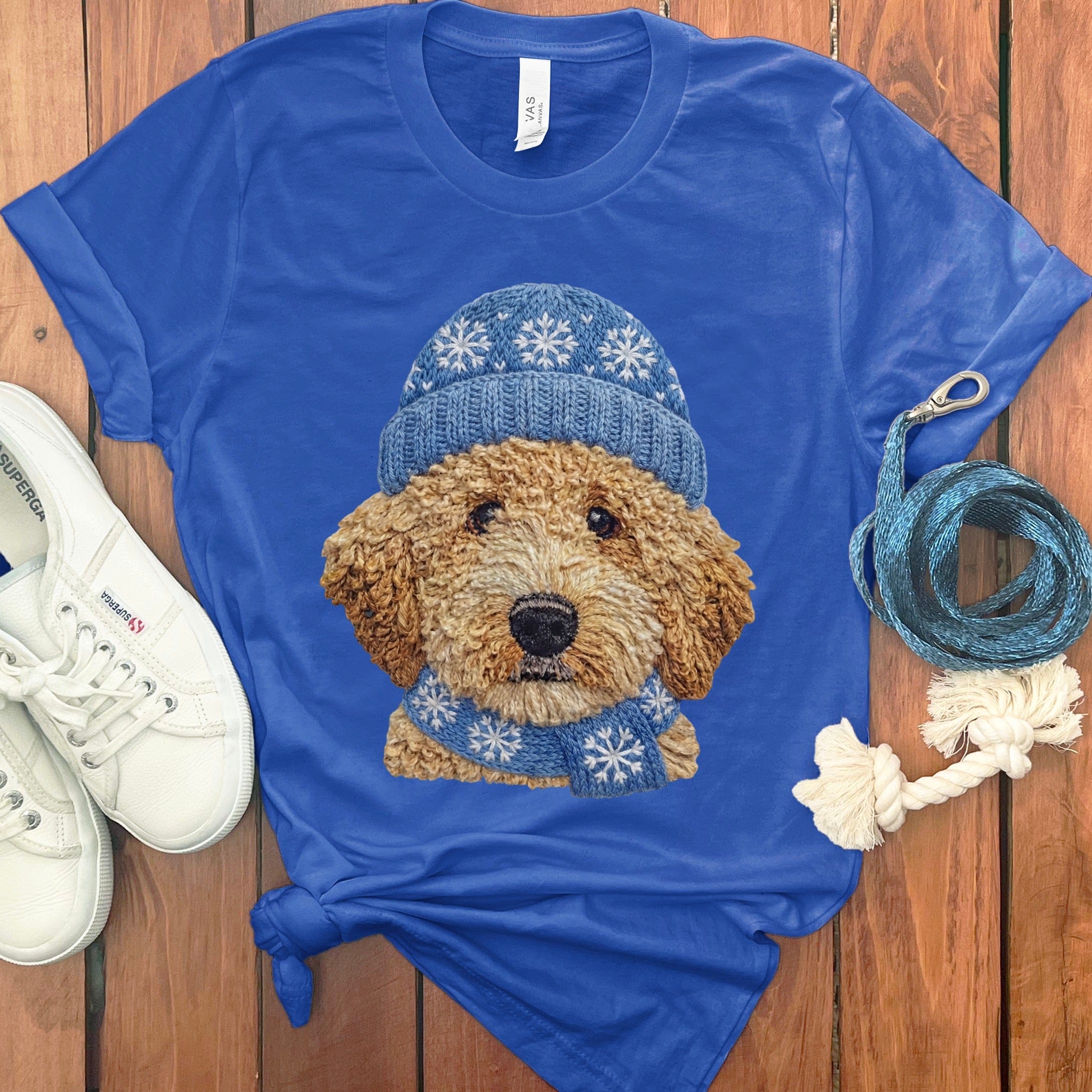 Winter Vibes Cavapoo T-Shirt in True Royal / S by Puppy Jo