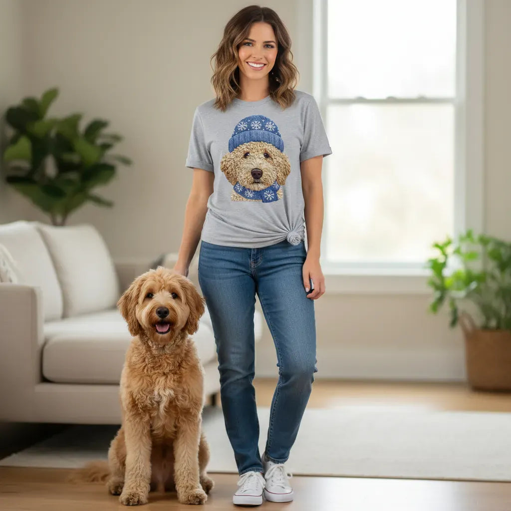 Winter Vibes Cream Goldendoodle T-Shirt in by Puppy Jo