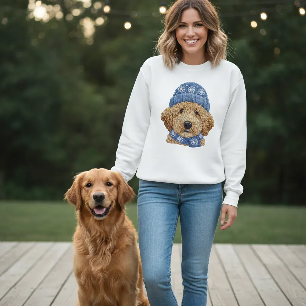 Winter Vibes Golden Goldendoodle Sweatshirt in by Puppy Jo